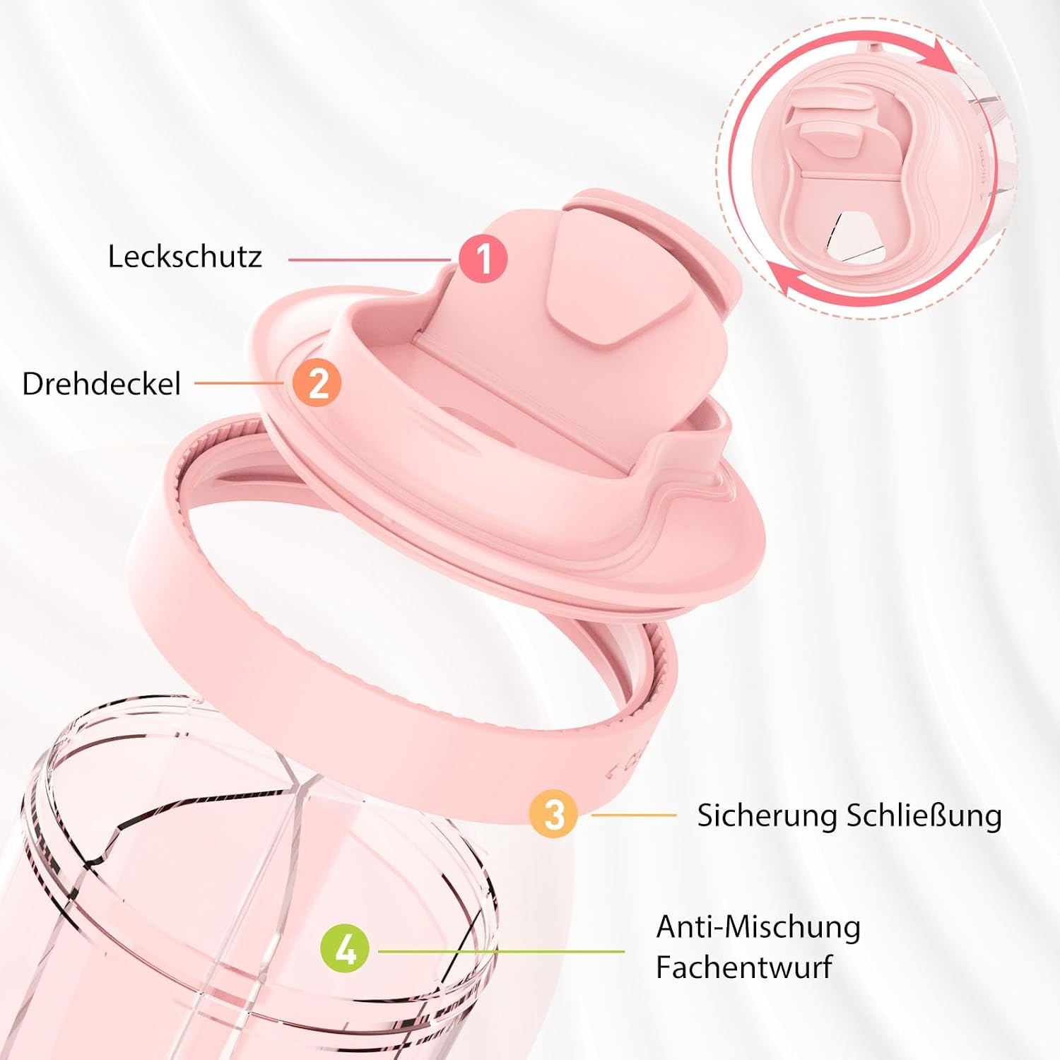 Detalle de NAVIKIA Tablettenbox für 7 Tage (morgens/mittags/abends) – rund, 7 Fächer & Anti-Verwechslungs-Design in Rosa