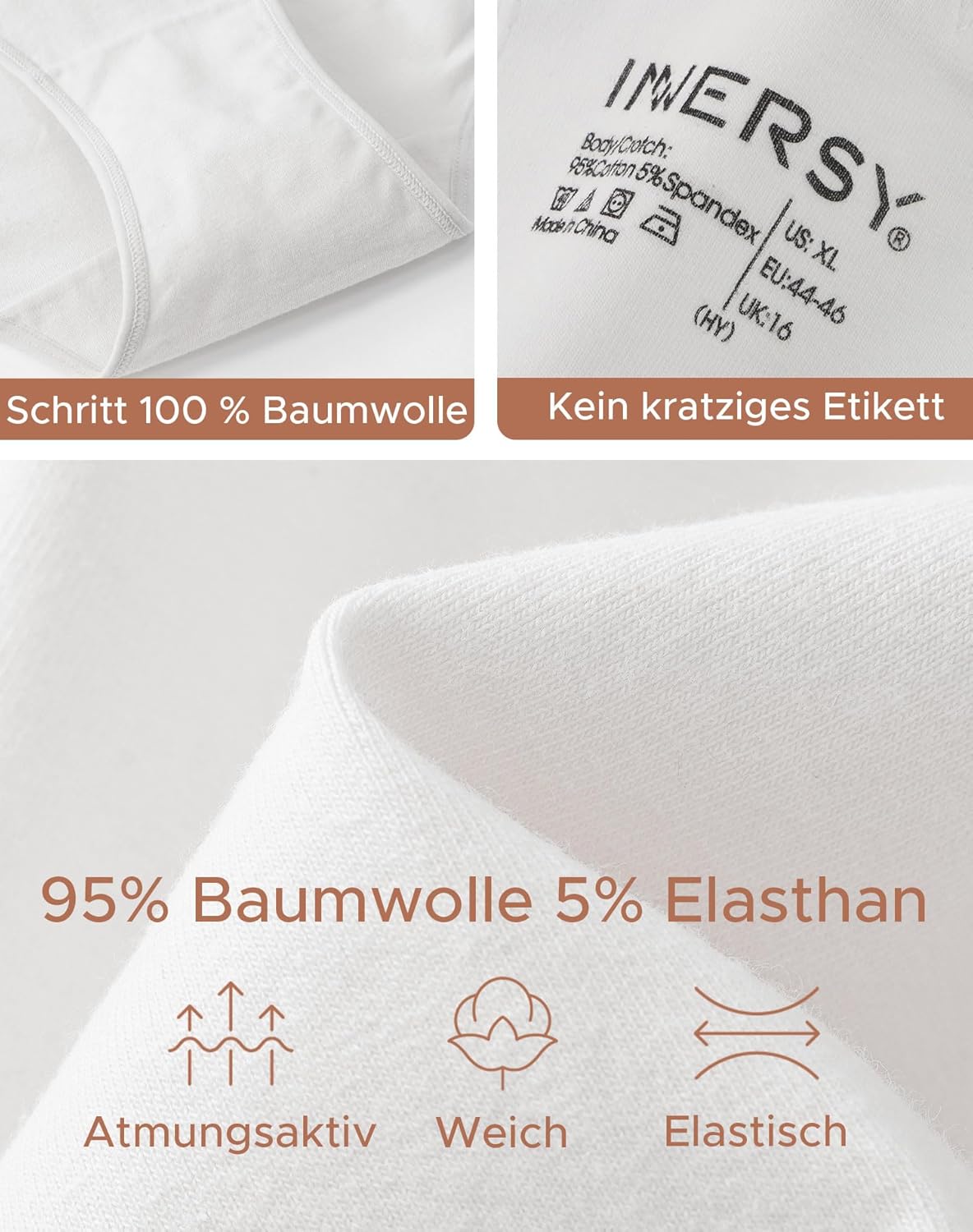Detalle de INNERSY Großgrößen Damen Taillenslip Baumwolle High Waist 44-62 – 4er Pack