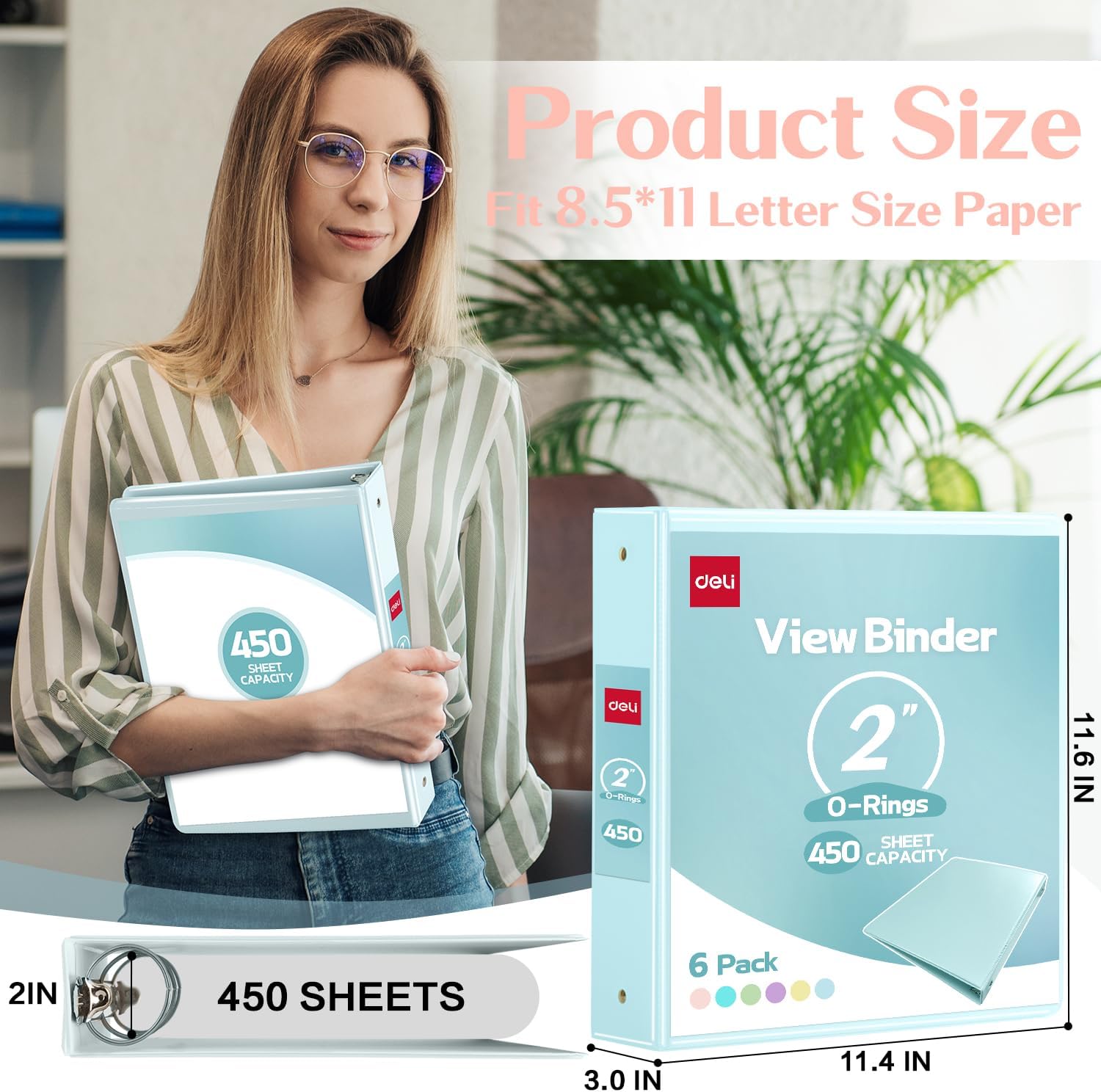 Detalle 2 de Deli 2-inch 3-Ring Binder, 450-Sheet Capacity