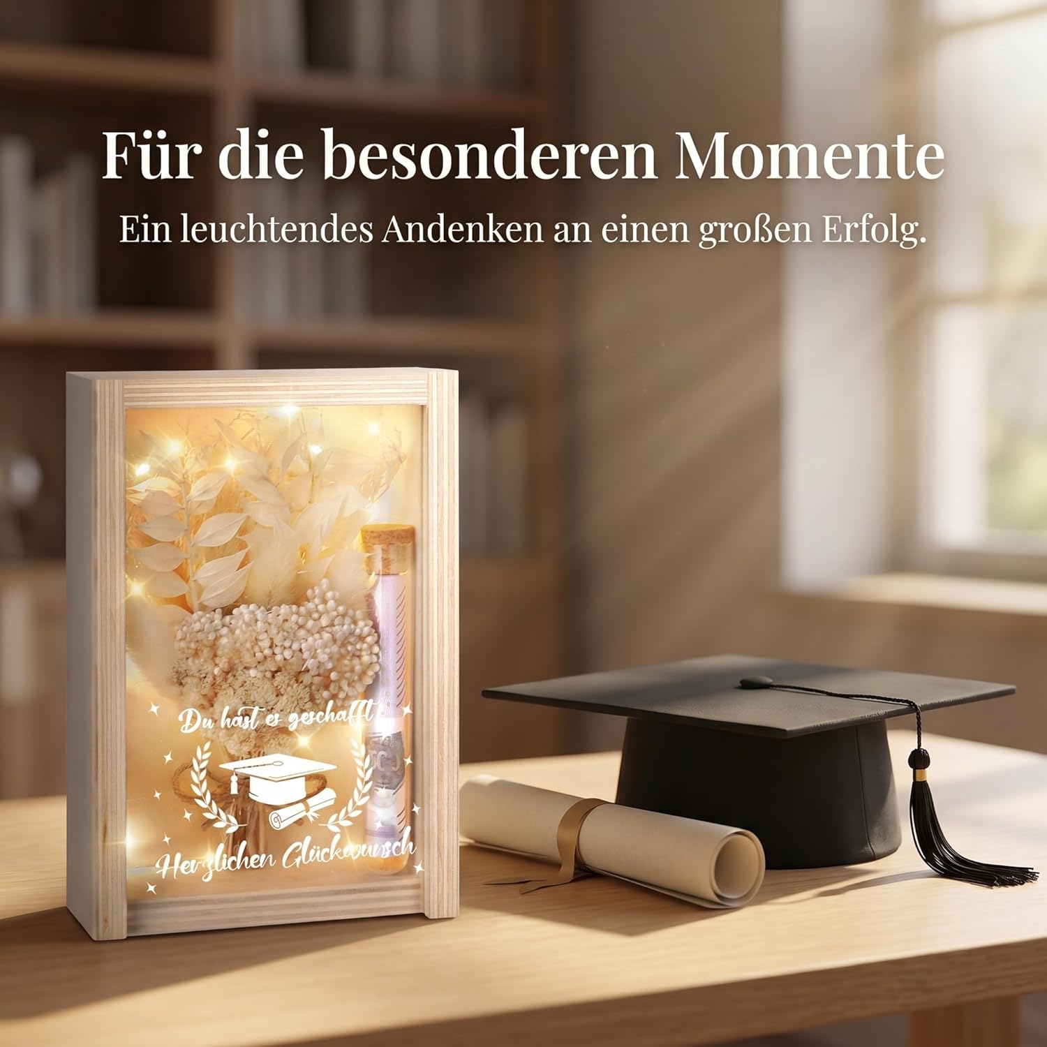 Thumbnail 6 de Abitur-/Bachelor-Abschluss Geldgeschenke-Verpackung in Holzbox mit LED-Licht