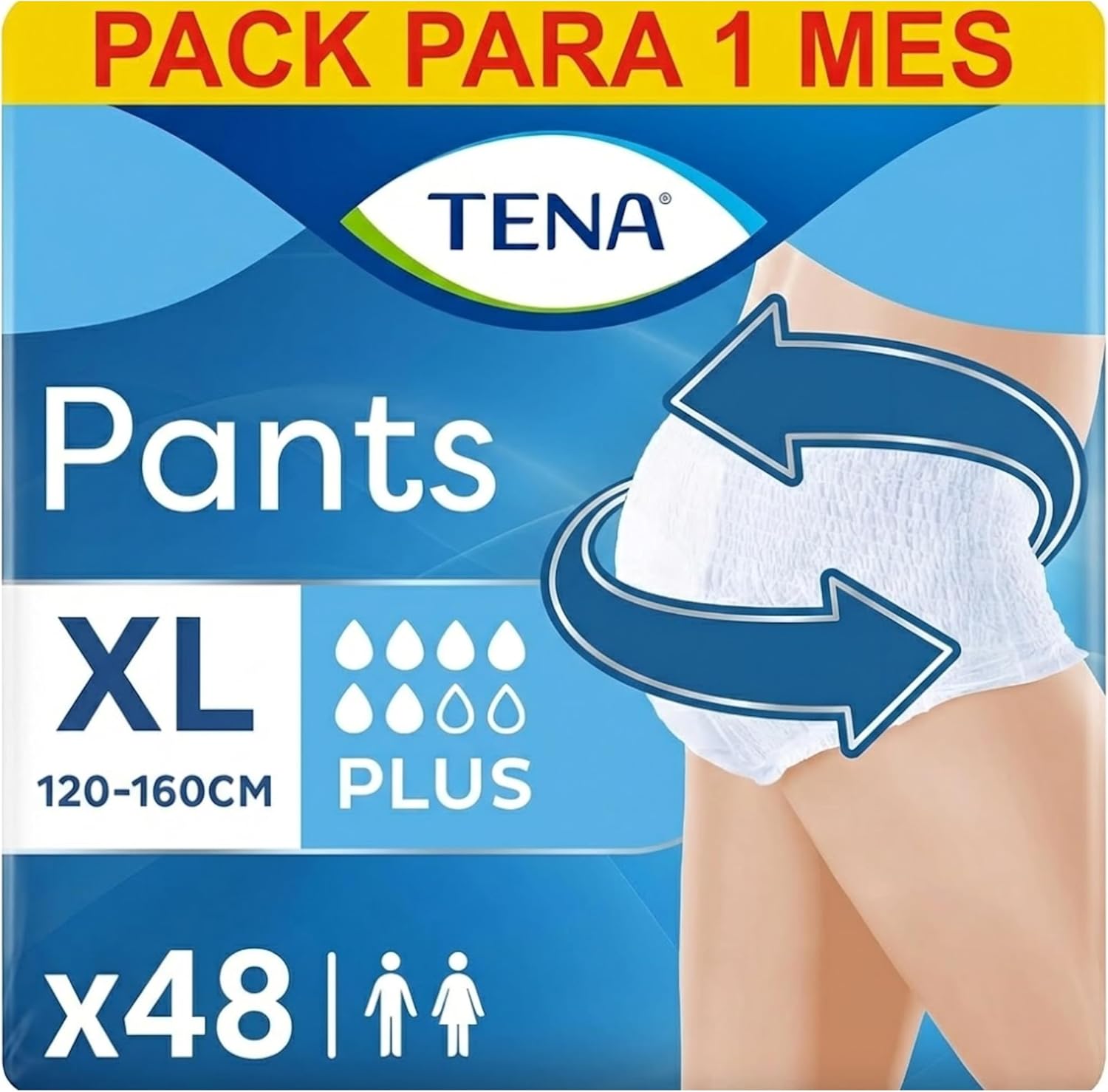 Detalle de TENA Unisex Pants Plus, Large — Moderate to Heavy Bladder Weakness, 56 Pairs (14 x 4 packs) for Active Everyday Life