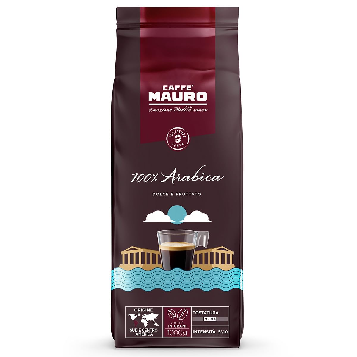 Detalle 2 de Caffè Mauro Torrefazione Kaffeebohnen – Avvolgente Mischung, 1 kg, mittlere Röstung