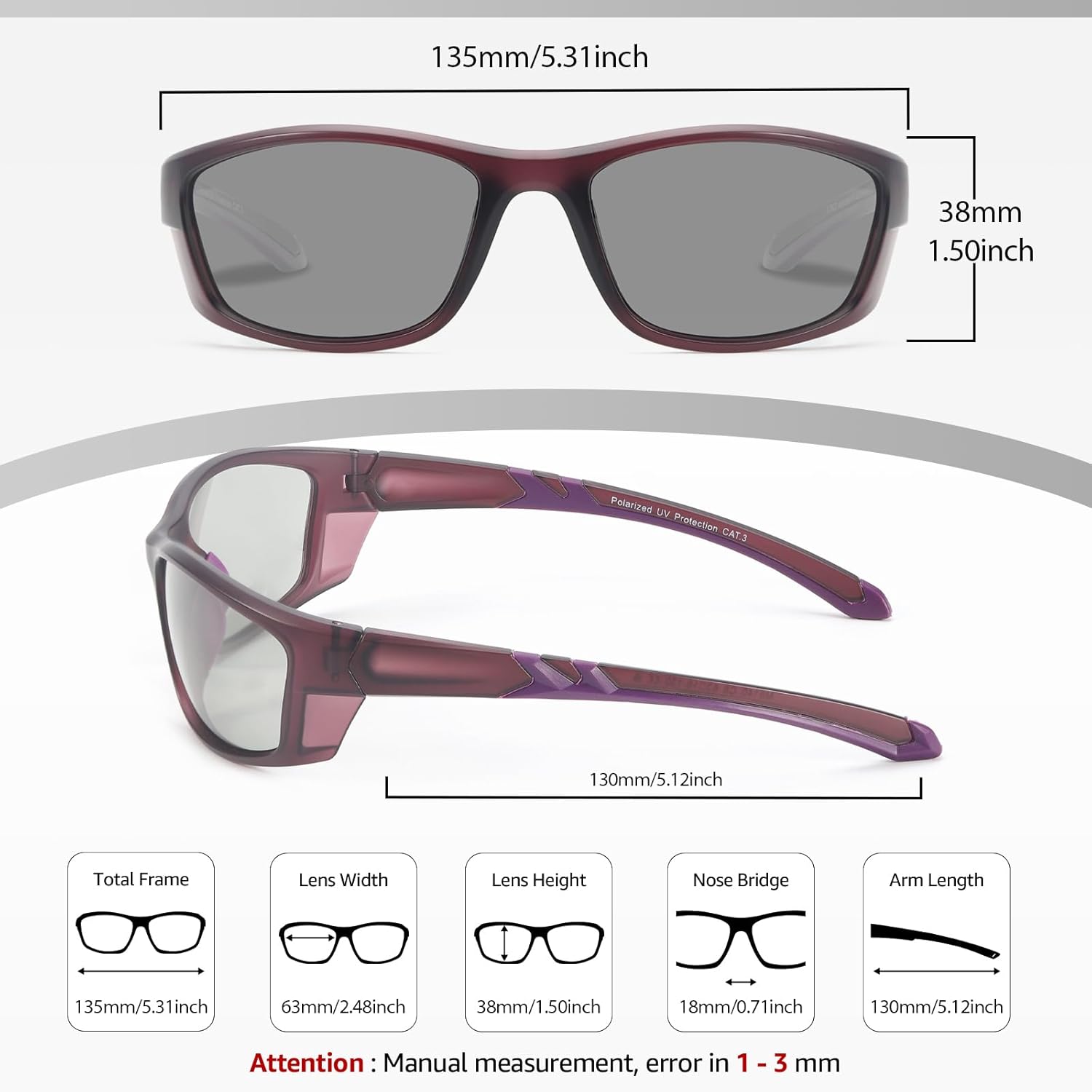 Thumbnail 2 de Myiaur selbsttönende Fahrradbrille für Damen mit polarisierten Photochrom-Linsen und UV400-Schutz