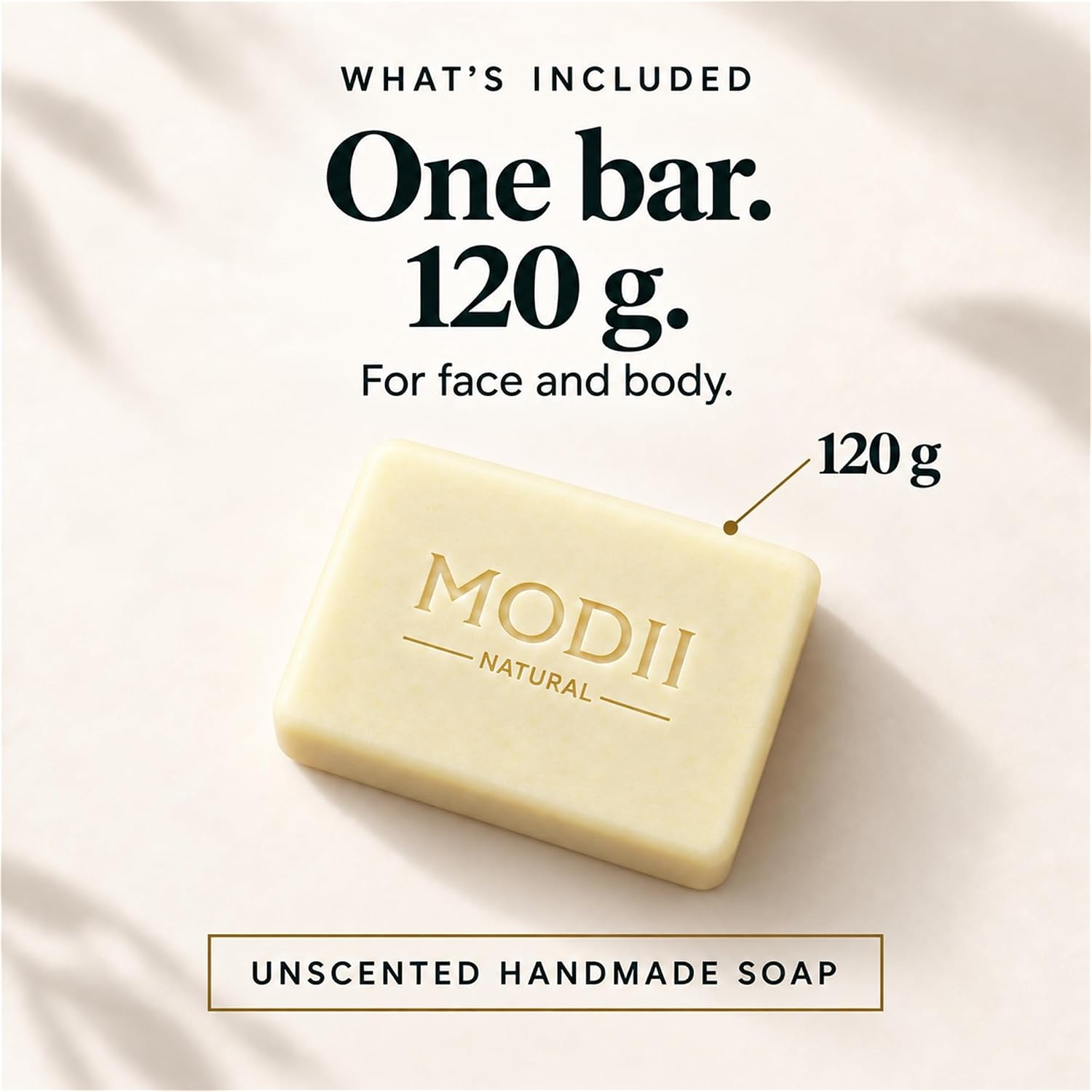 Detalle 2 de Modii Natural Beef Tallow Handmade Soap Bar, 120 g, Unscented