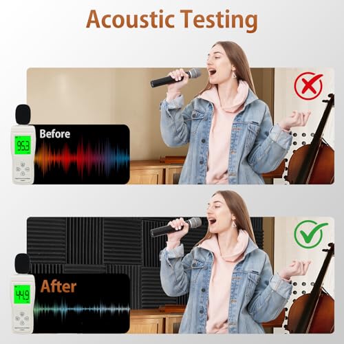Detalle de AUSLET 18 Pack Acoustic Foam Panels with Self-Adhesive – 12x12x1 Inches, Wedge Design for Studio, Home Office & Gaming Rooms