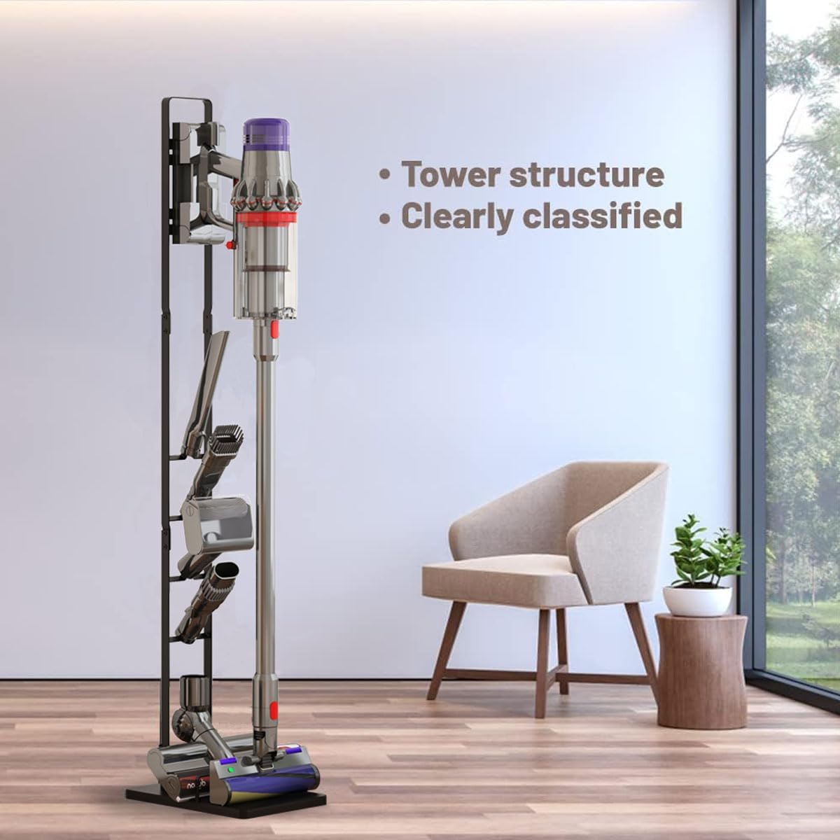 Detalle 2 de Foho FH24-V10 Freestanding Dyson Vacuum Stand, No-Drill Steel Storage