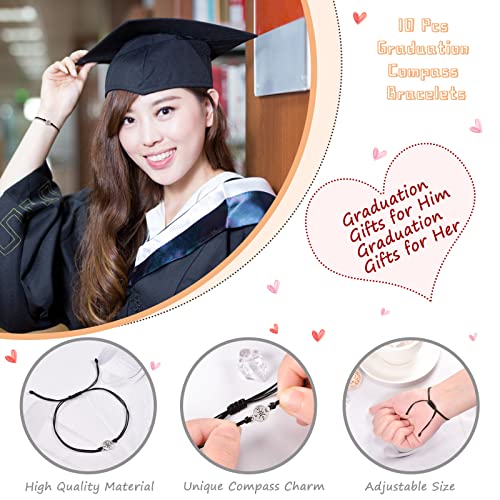 Detalle de YELUWA 10 Pcs Regalos de Graduación con Pulsera Brújula Ajustable – Pack para Él/Ella (2026)