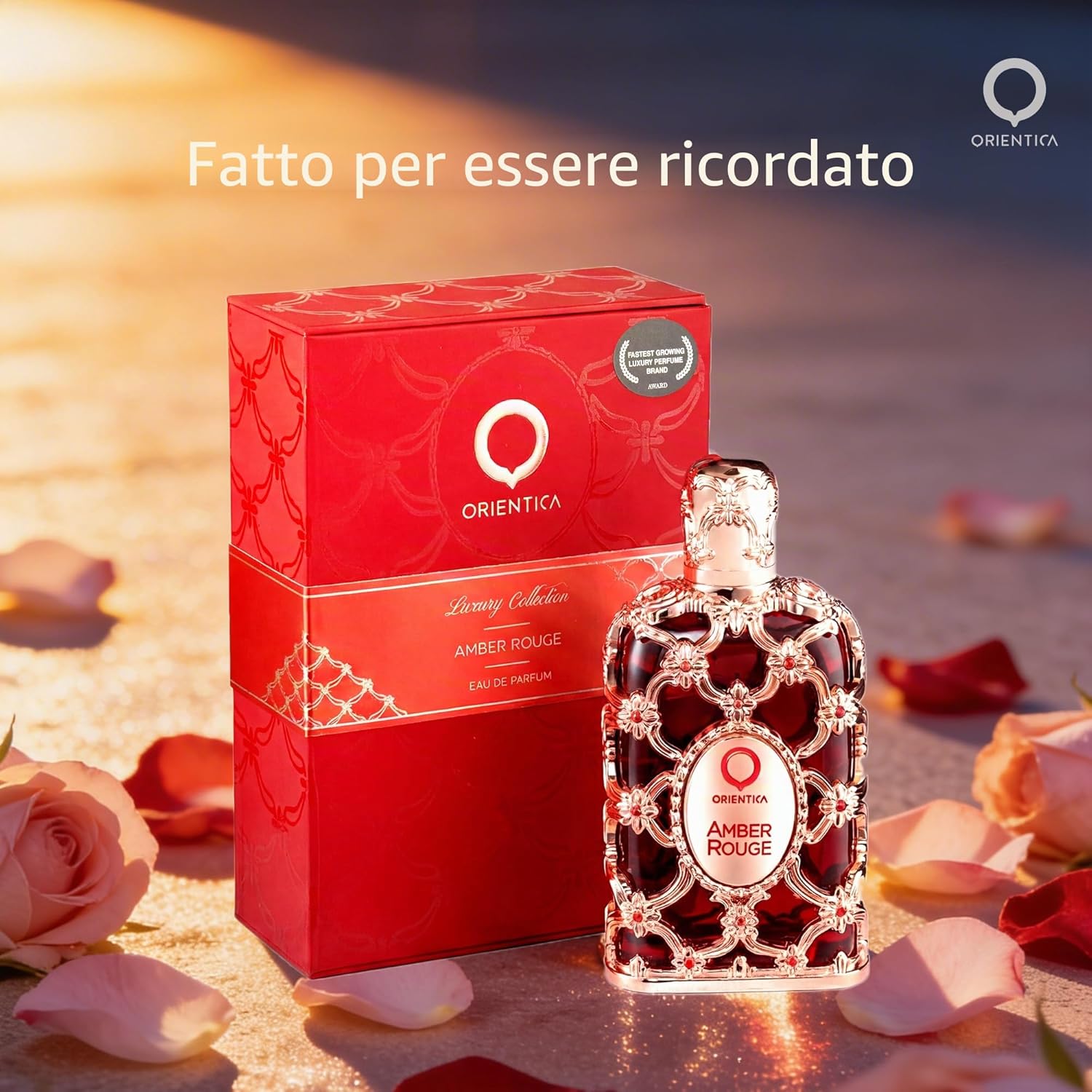 Detalle de Orientica Amber Rouge 80ml Eau de Parfum: profumo unisex di lusso con Oud e vaniglia