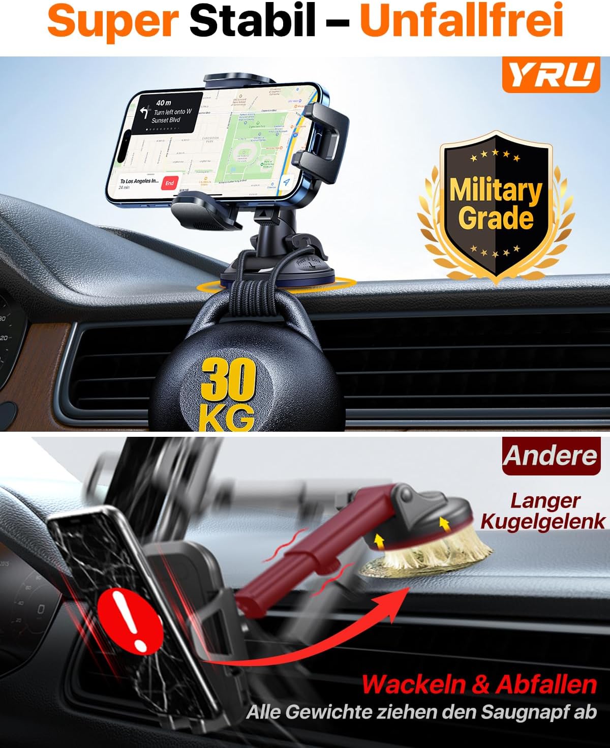 Detalle de 2026 Exclusive Wackelfrei Auto-Handyhalterung YRU – Stabilität ohne Wackeln