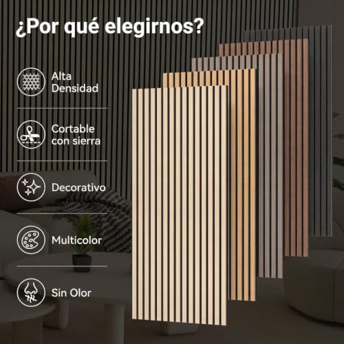 Thumbnail 6 de TONOR Paneles Acústicos Decorativos Madera 120x60 cm, 6 Uds. – Roble