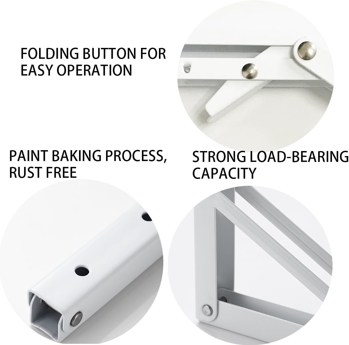 Detalle 2 de MIKMAYTOO 8-Inch Folding Shelf Brackets, White Alloy Steel, 220 lb Max Load (2-Pack)