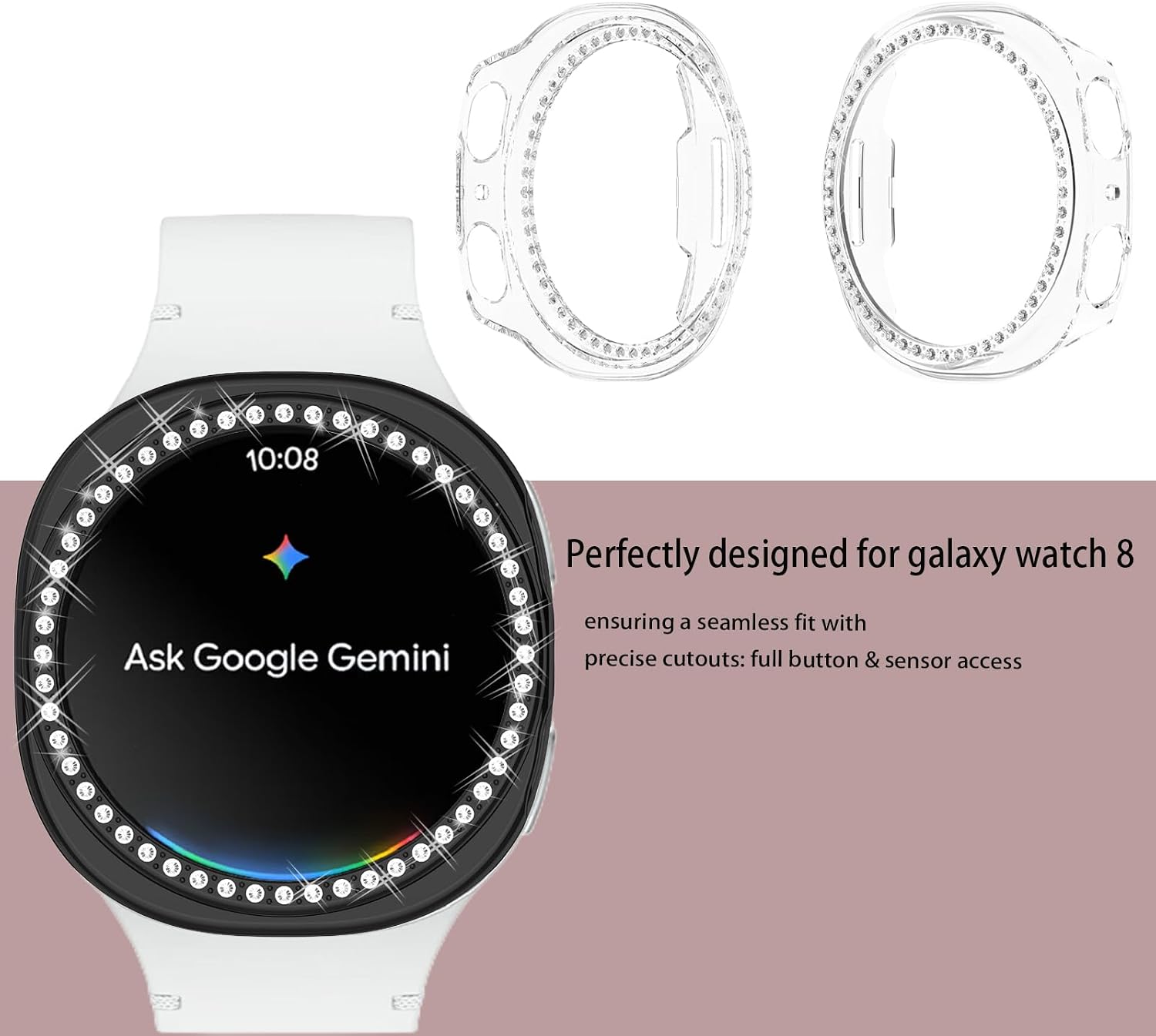 Thumbnail 6 de Bling Case Diamond Bumper Hard PC Cover for Samsung Galaxy Watch 8 40mm (Clear)