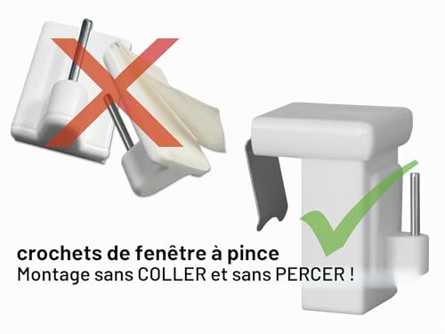Detalle de Dekondo Lot de 10 crochets de fenêtre blancs à clipser – 10–27 mm