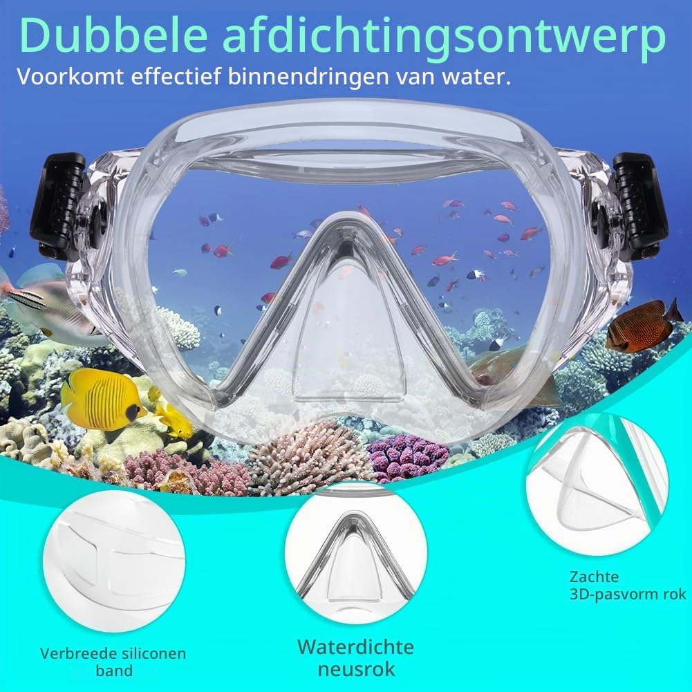 Thumbnail 3 de AOOSA snorkelmasker met gehard glas en 180° panoramisch zicht