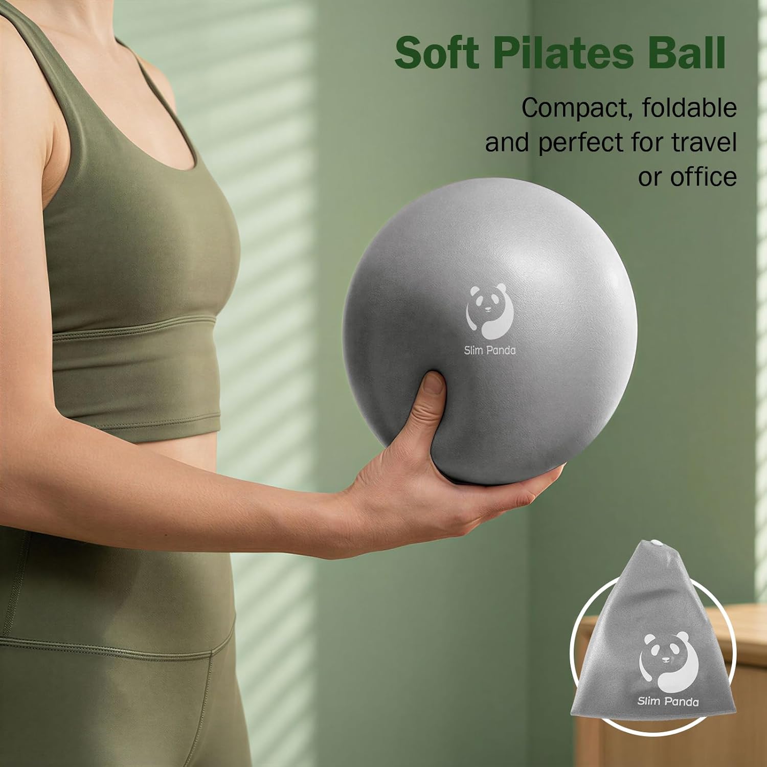 Detalle de Slim Panda Gymnastikball Klein 23–25 cm – weicher Pilates Ball mit Aufblasbarem Strohhalm