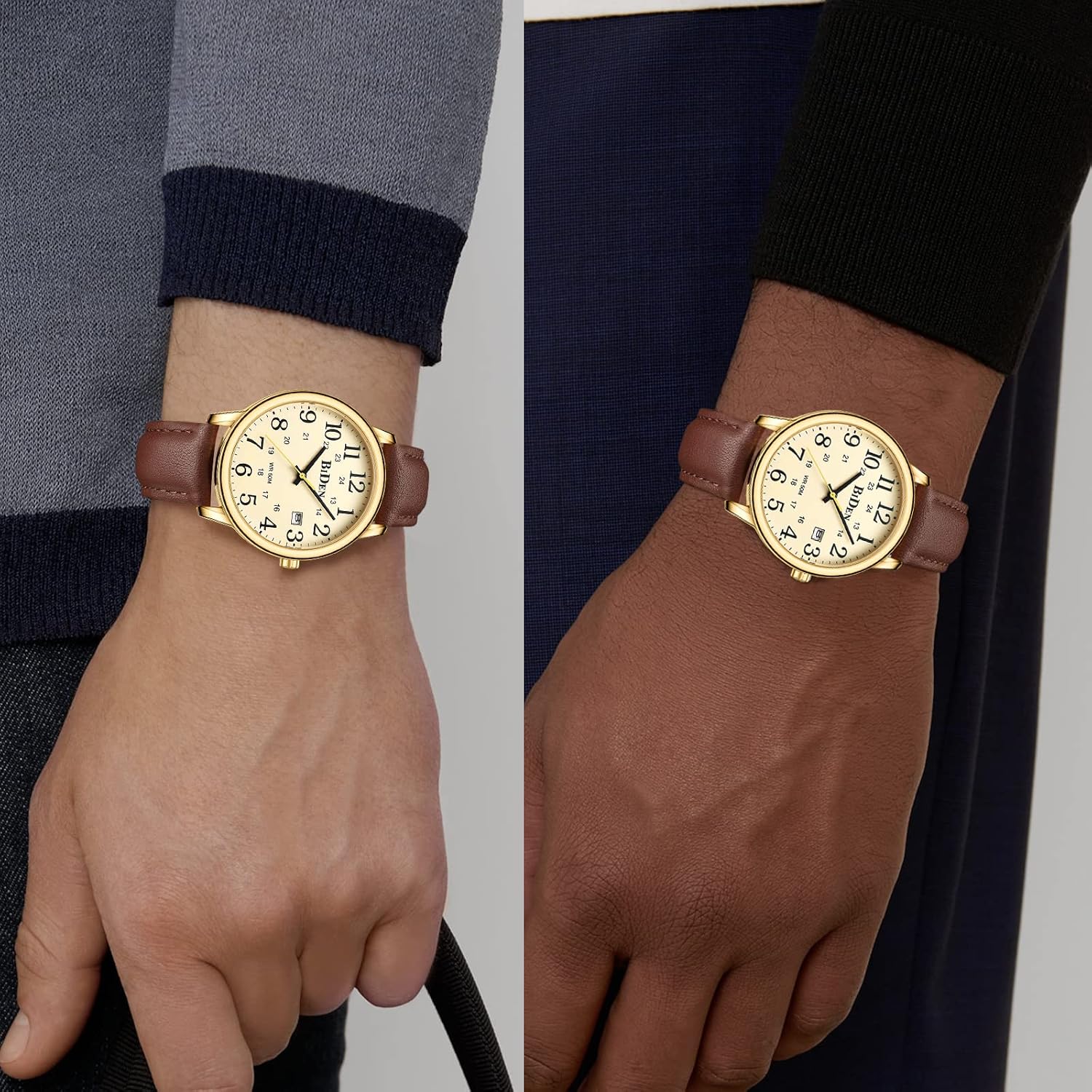 Thumbnail 5 de HANPOSH Herren Uhr Analog Quarz 38 mm