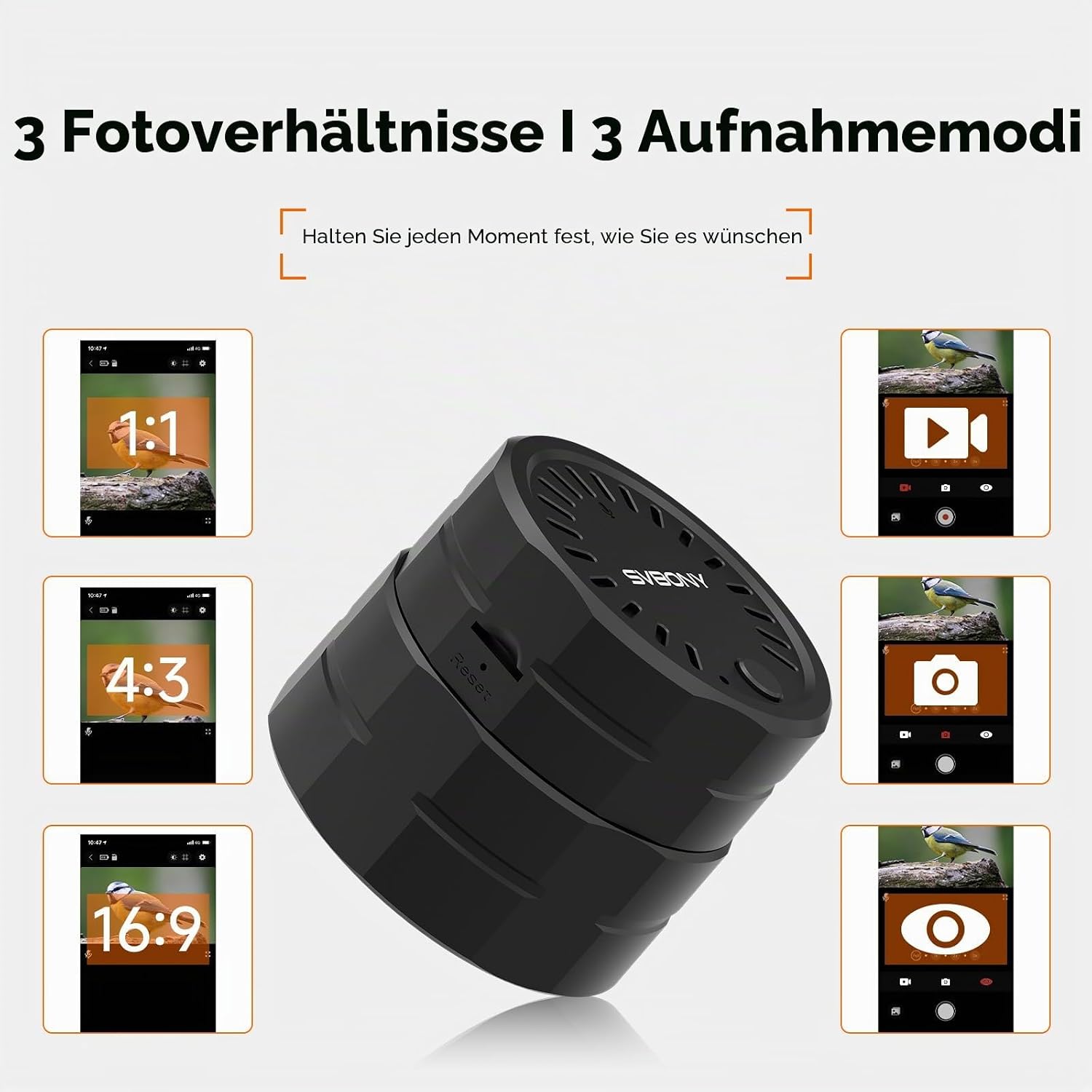 Detalle 2 de Svbony SC002 WiFi Spektiv-Kamera (2 MP / 1080P) mit 32-GB TF-Karte, 10 m Funkübertragung & Typ-C