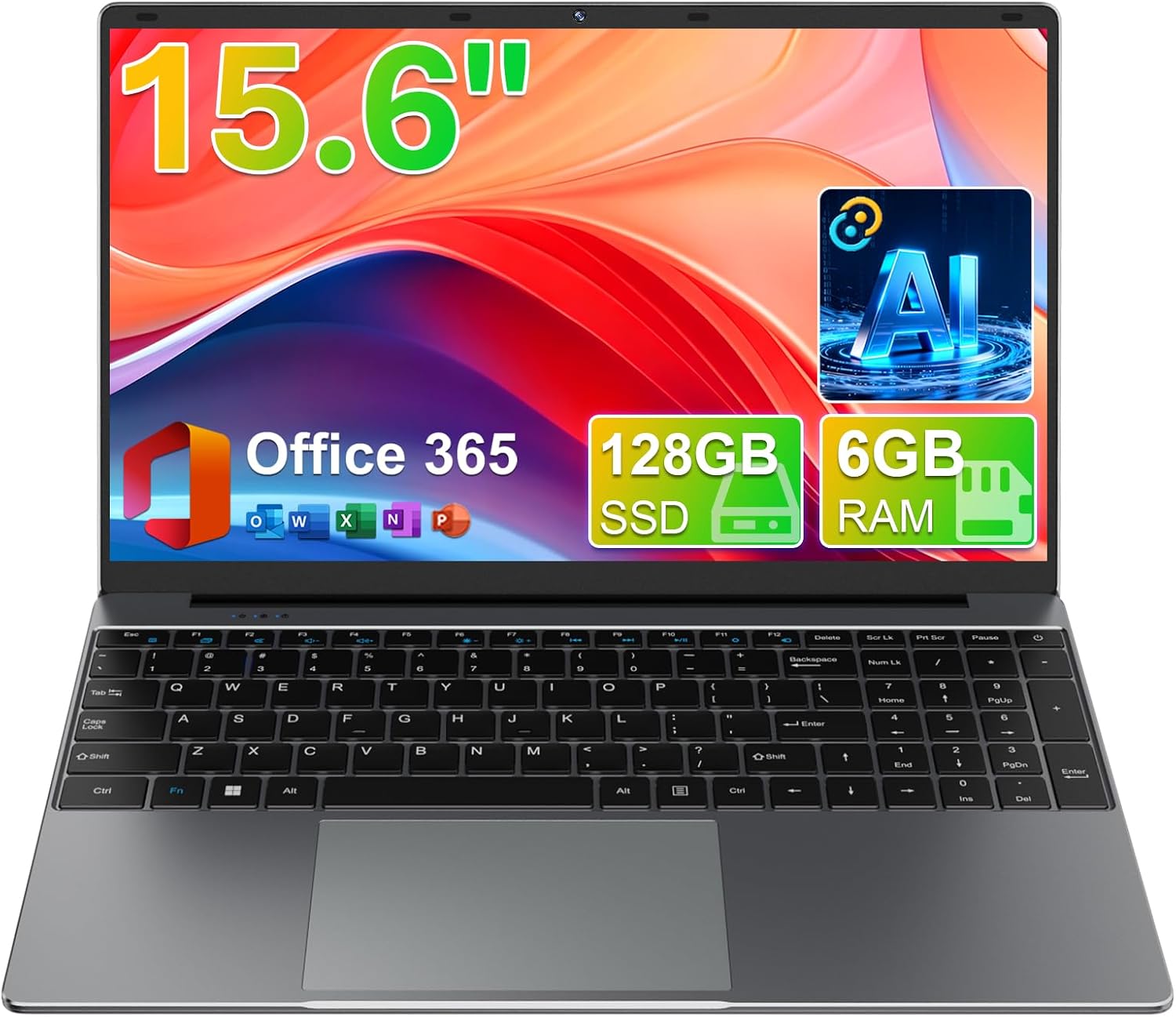 Detalle de drkako M156FH 15.6-Inch Laptop, 6GB RAM, 128GB SSD, Full HD