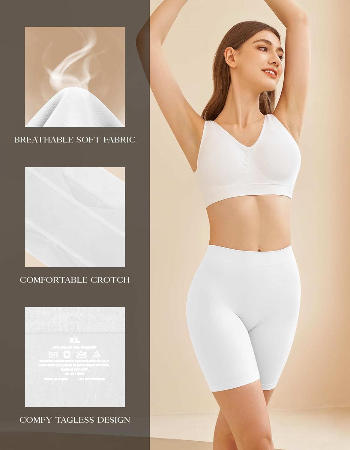 Detalle de SIMIYA 4 Pack Womens Boxer Shorts Seamless Slip Shorts – Anti-Chafe, Stretchy Under Dresses