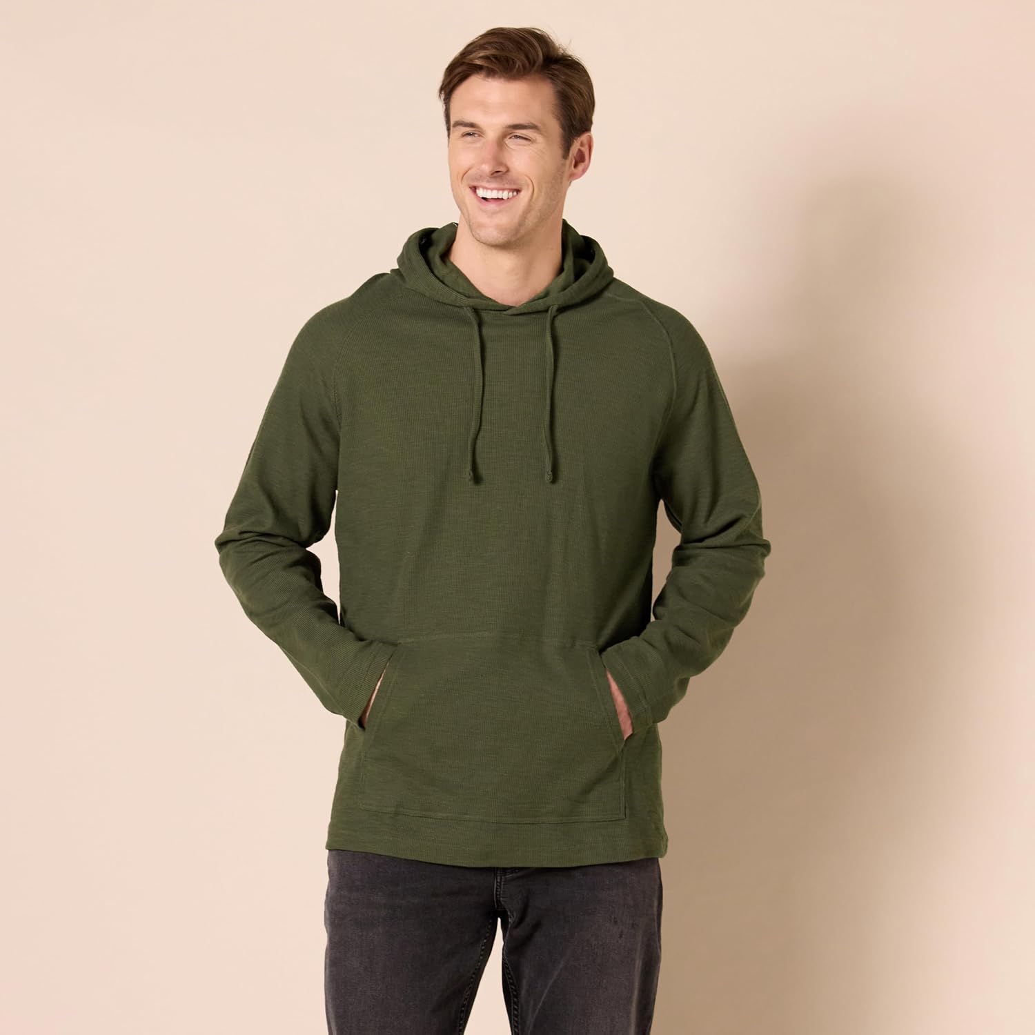Detalle de Amazon Essentials Men's Pullover Hoodie, Long-Sleeve Slub Thermal (Previously GoodThreads)