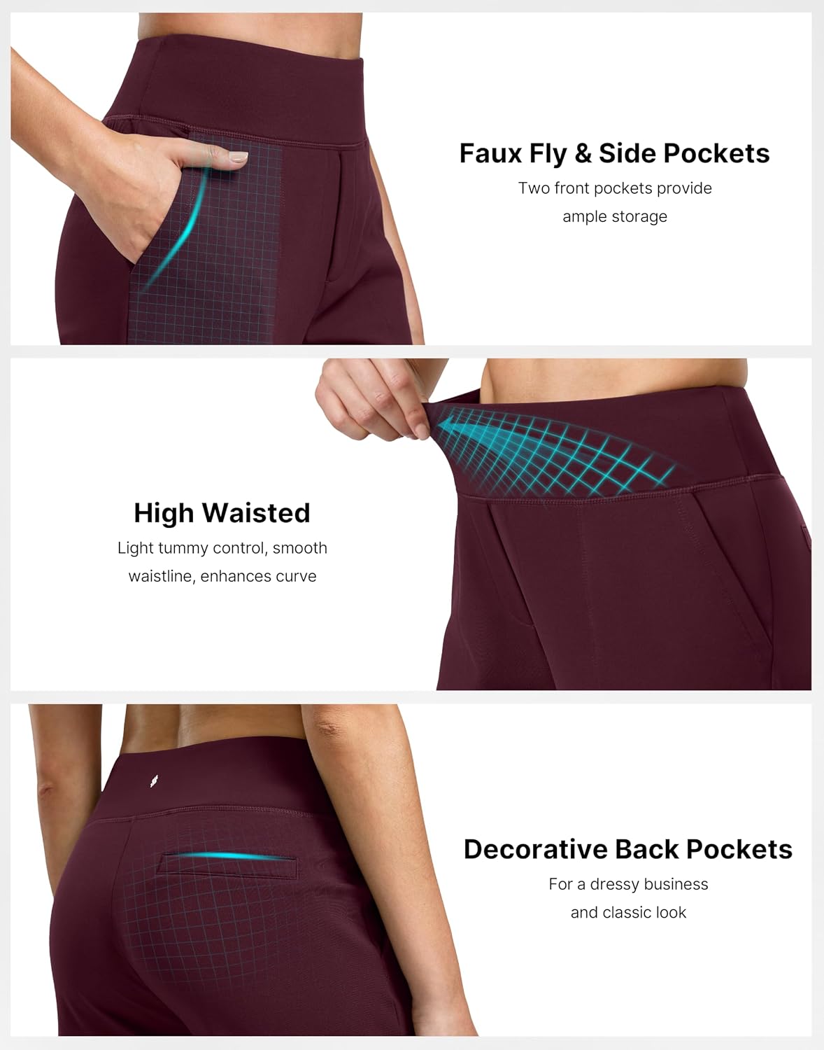Thumbnail 3 de Soothfeel Fleece-Lined Straight-Leg Yoga Pants, High Waist, Side Pockets