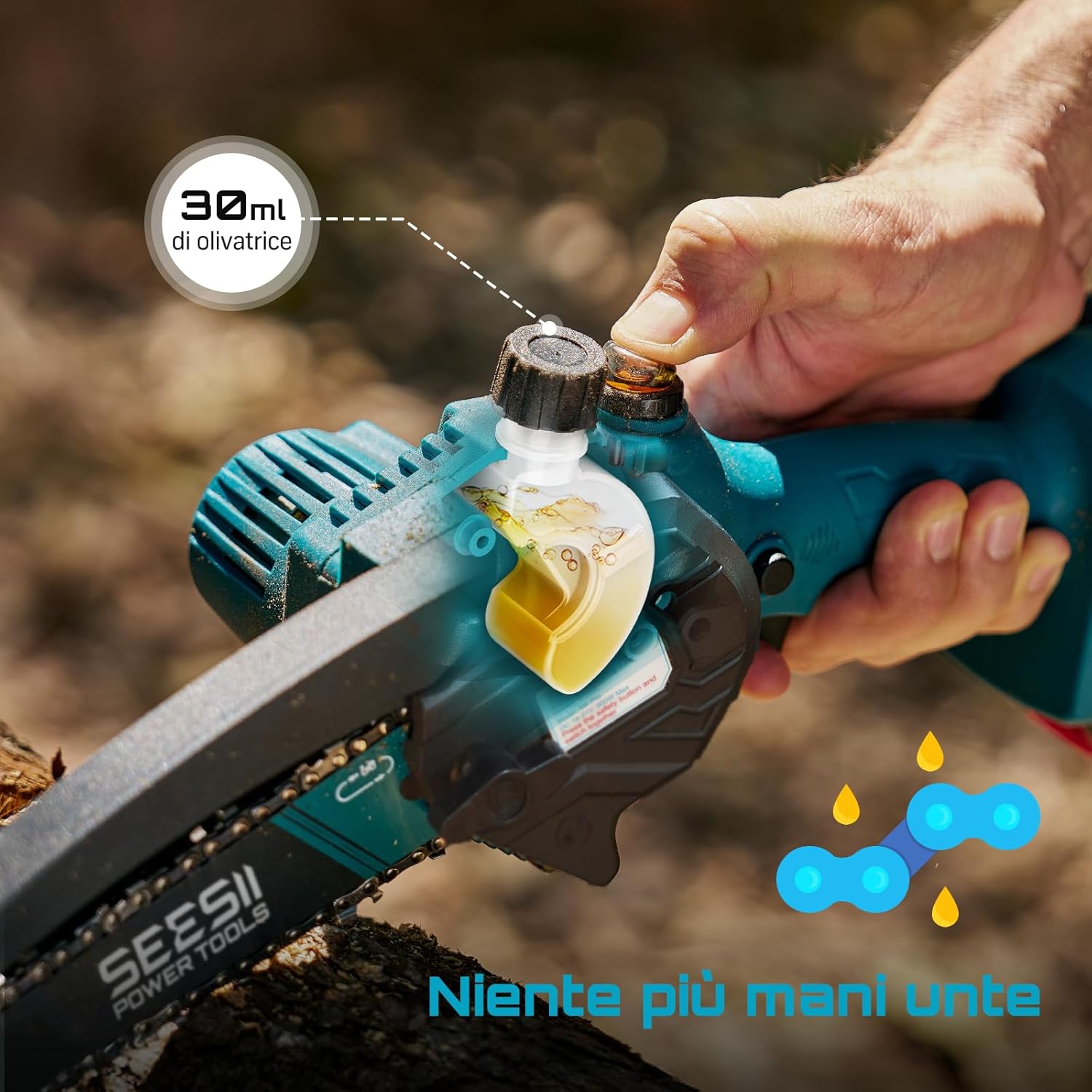 Thumbnail 4 de Seesii Mini motosega a batteria da 6 pollici