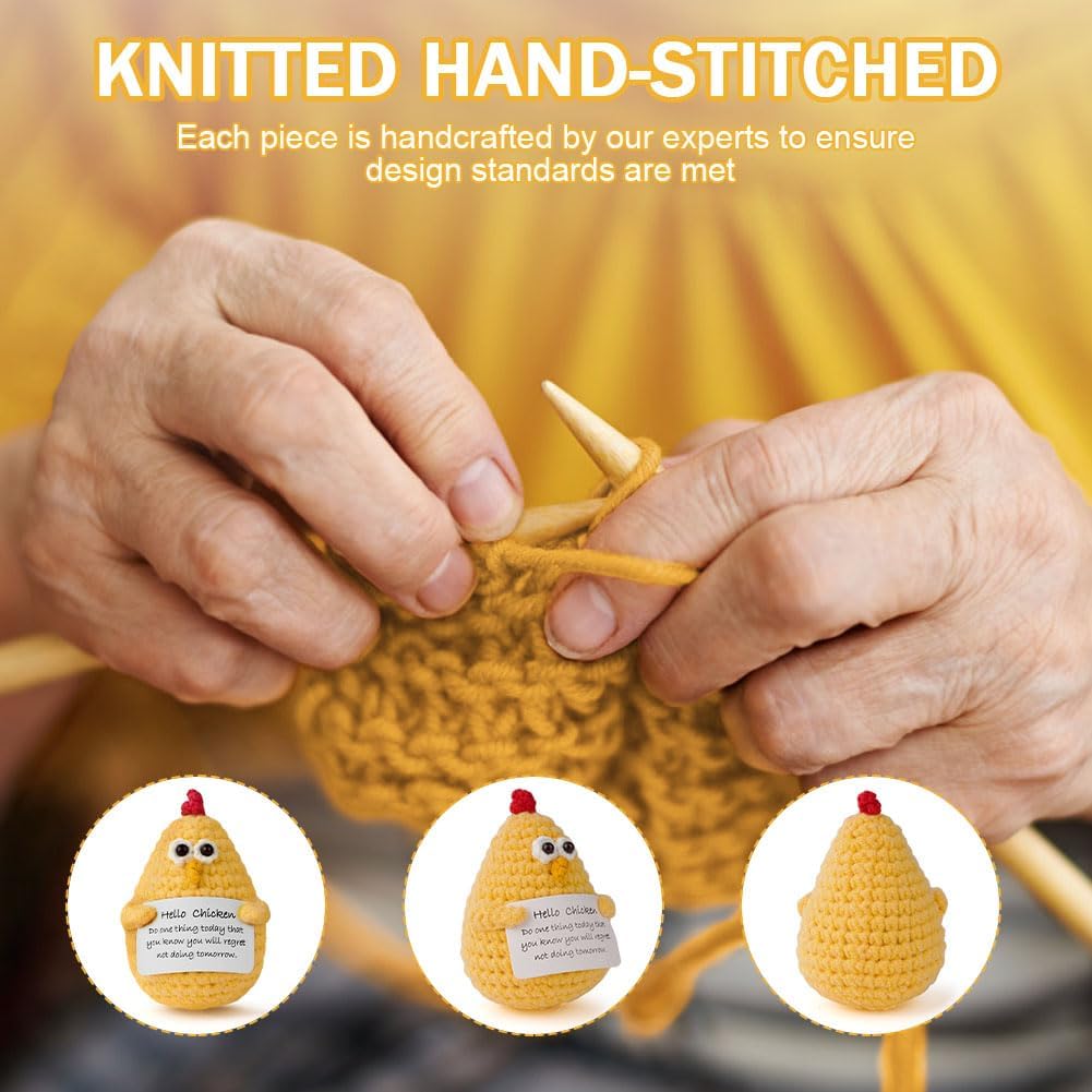 Detalle 2 de Aolso f2bf3de8-1204-4daf-85f9-5d0612edf1c8 Knitted Yellow Chicken Positive Doll