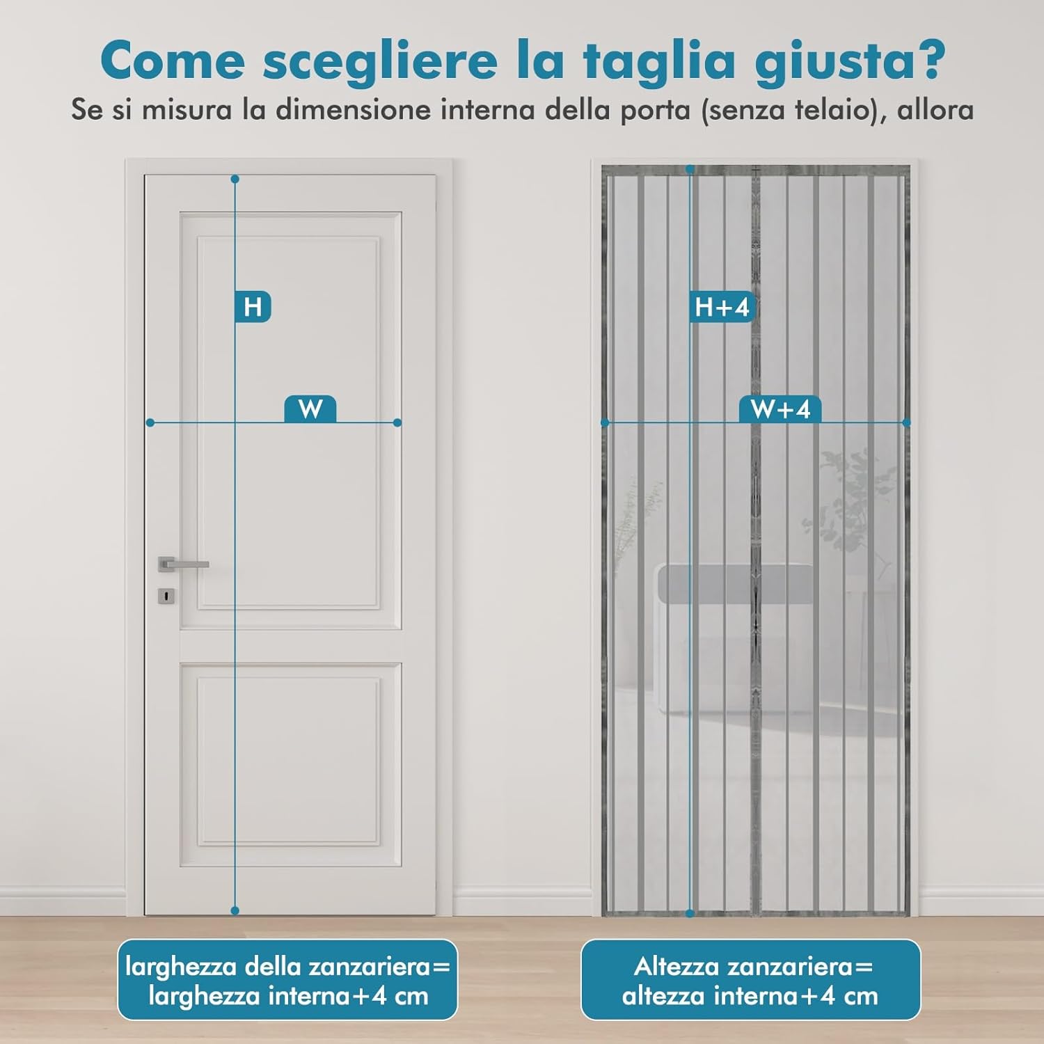 Thumbnail 4 de Zanzariera magnetica Sekey 110x220 cm per porta in legno, ferro e alluminio (grigio)