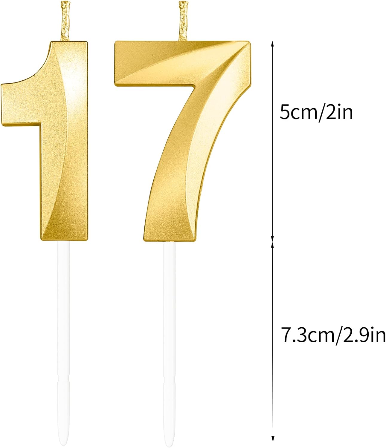 Thumbnail 1 de Yiran 3D Gold Birthday Candle Number 50 (5 and 0 set) for 50th Cake Topper