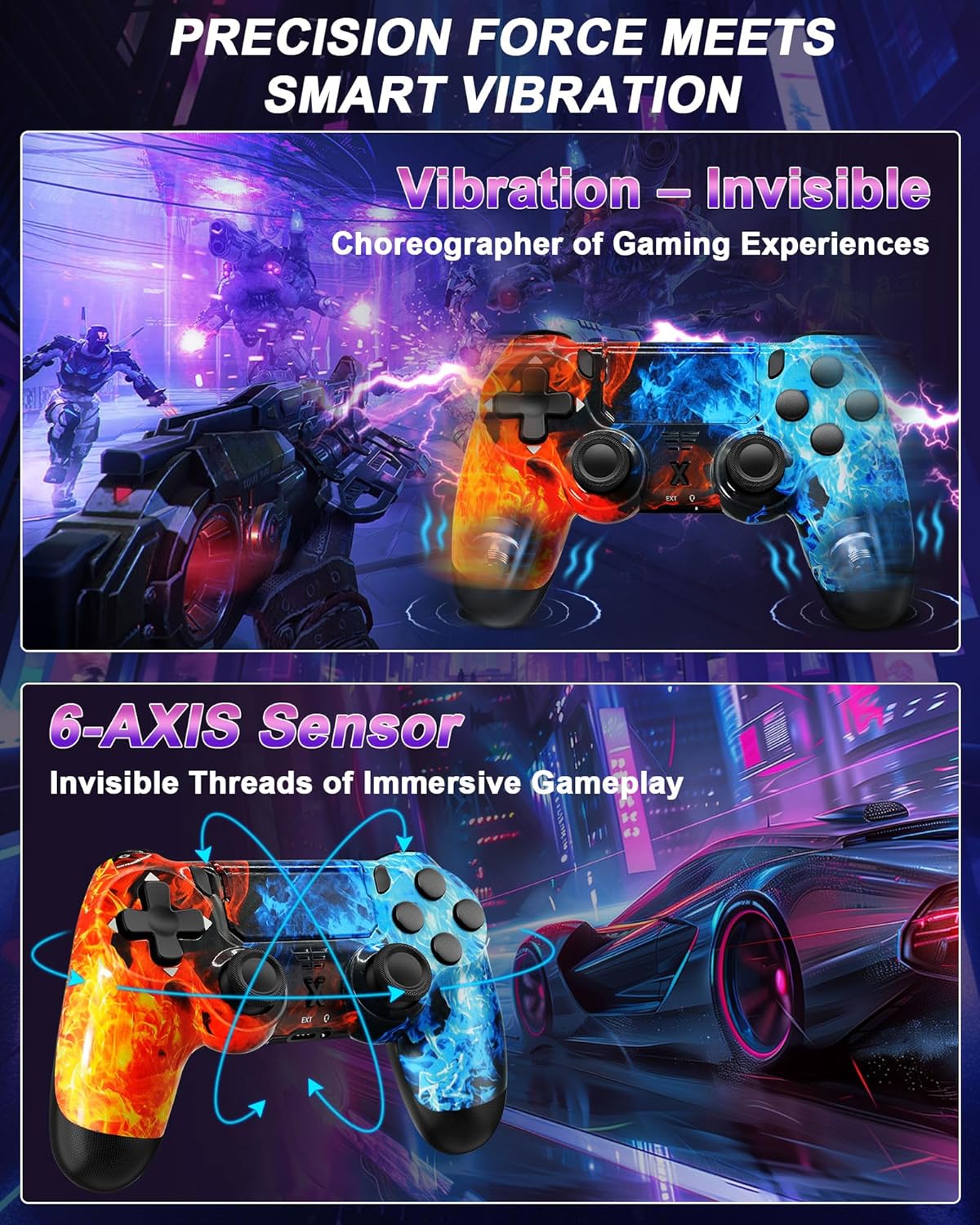 Thumbnail 2 de Glitfix Wireless Controller for PS-4 with Dual Vibration, Touchpad & 3.5mm Jack