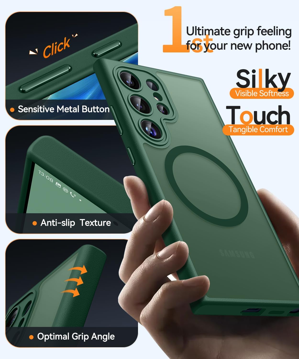 Thumbnail 4 de CANSHN Magnetica Cover per Samsung Galaxy S22 Ultra 6.8" – Protezione fotocamera, stile opaco e magnetica