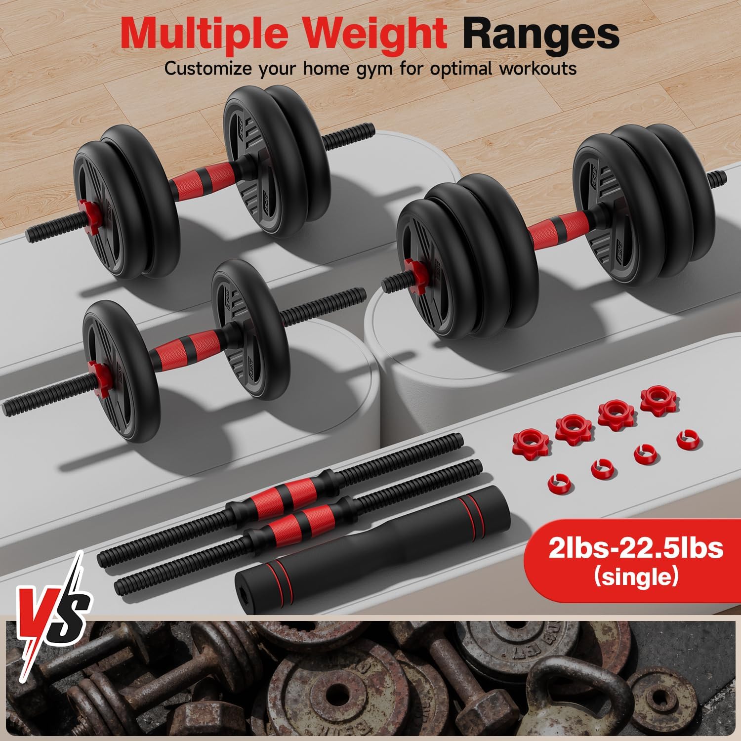Detalle de Cvonte Adjustable Dumbbell Set 90 lbs ๐