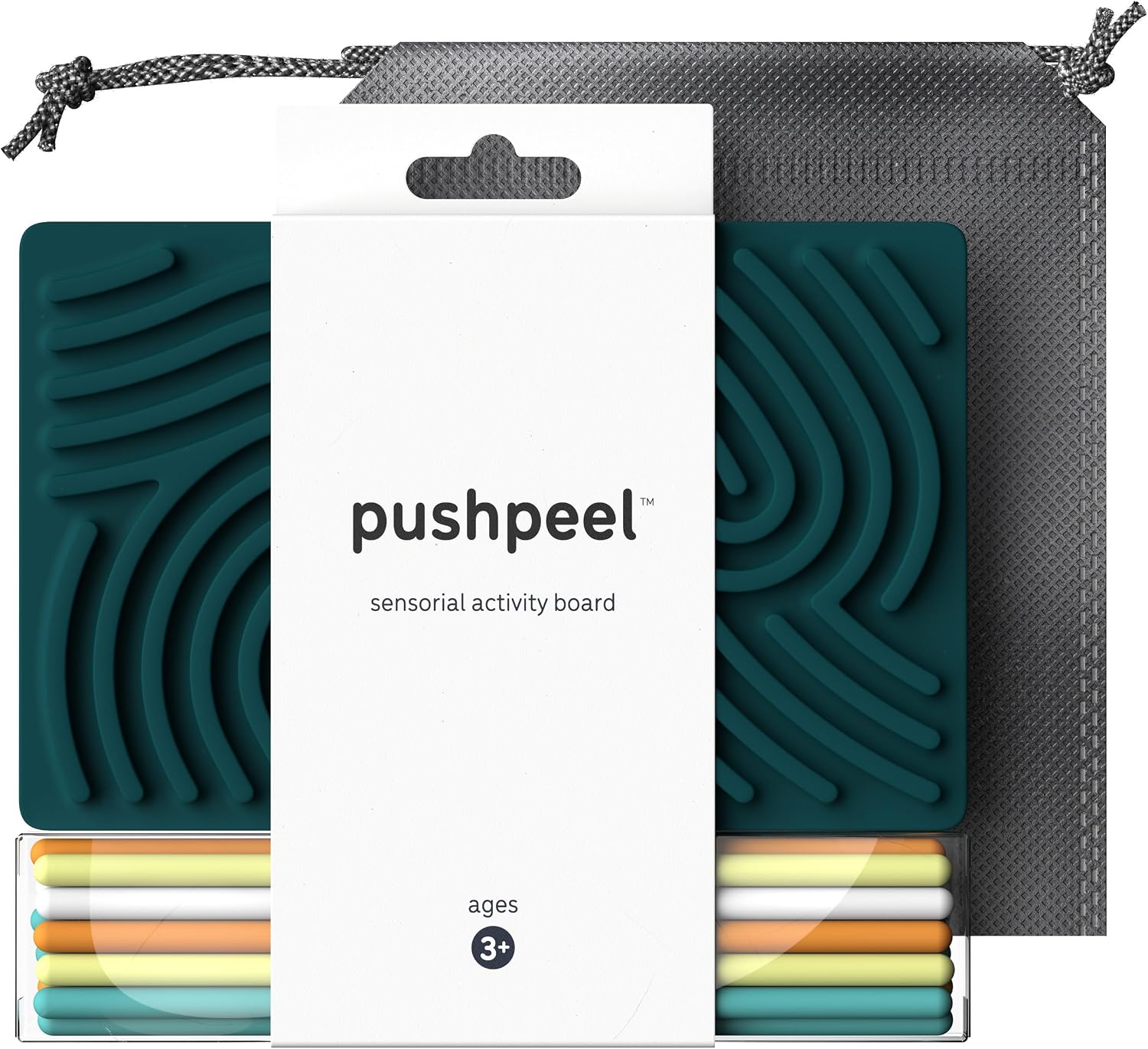 Detalle de Pushpeel PPAB001 Sensory Activity Board, Silicone Fidget Toy with 11 Strings