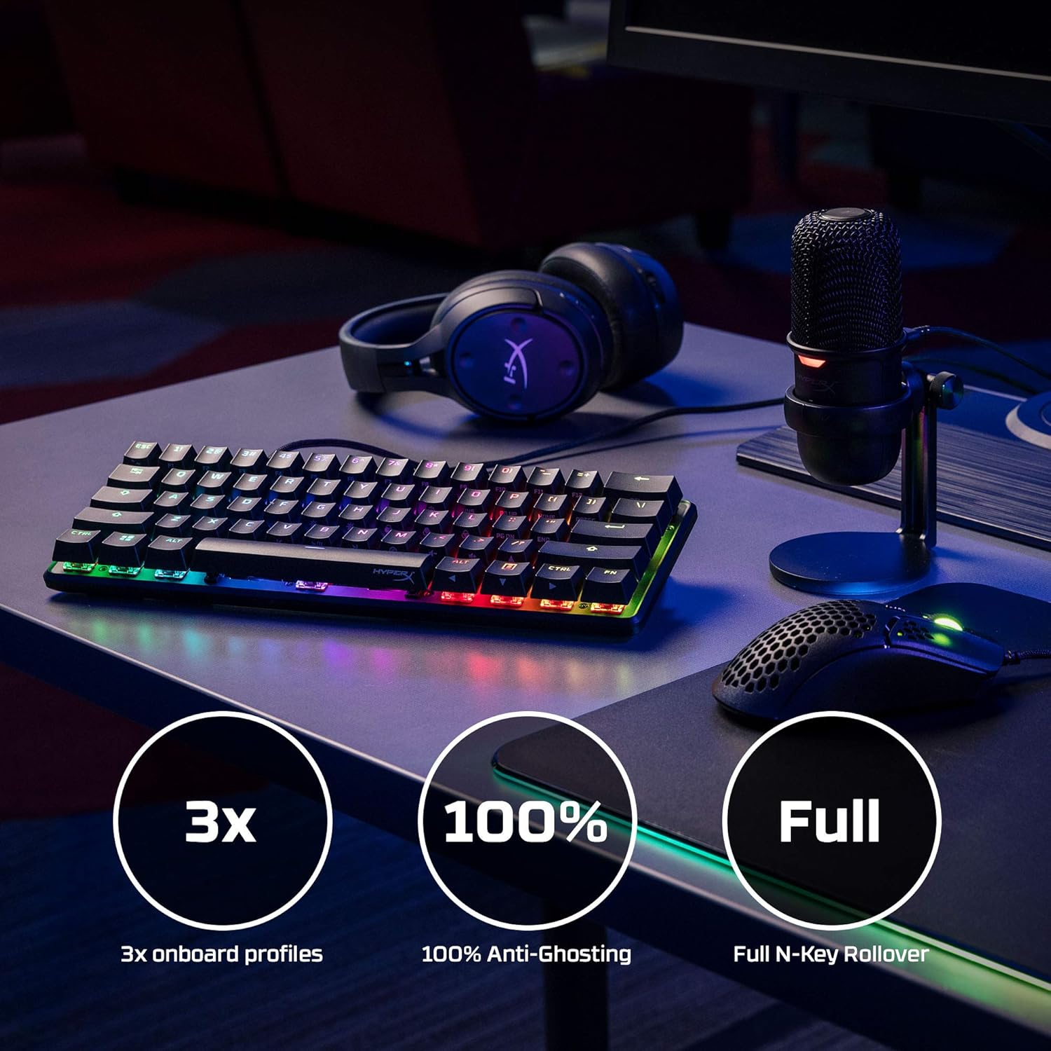 Detalle 2 de HyperX Alloy Origins 60 HKBO1S-RB-US/G Mechanical Gaming Keyboard, RGB