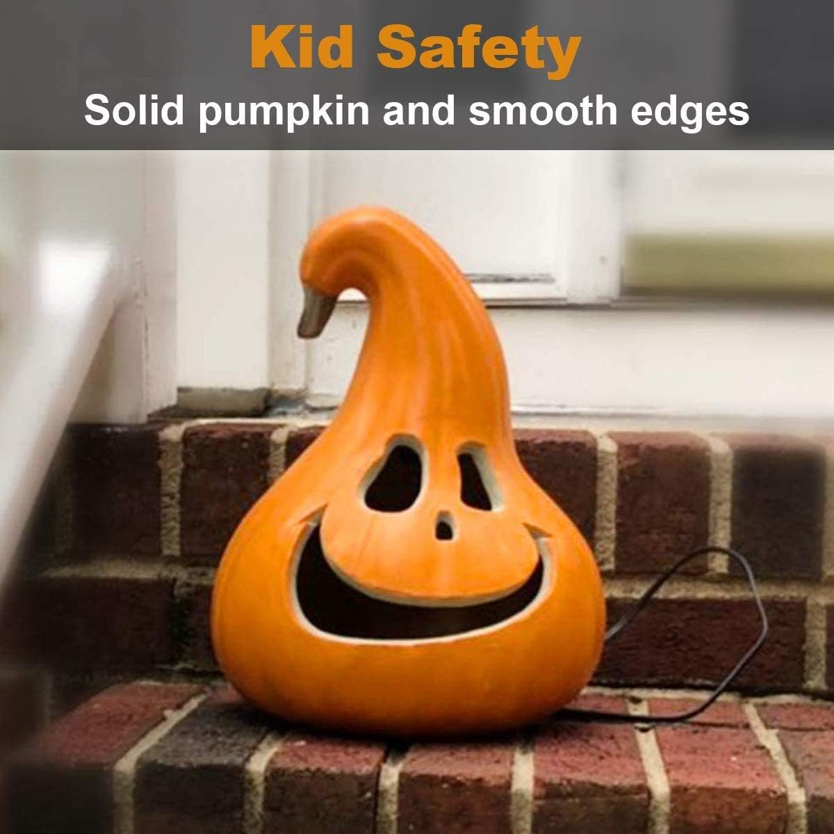 Detalle 2 de DUNCHATY 12-Inch Lighted Halloween Pumpkin Lantern with Warm White LED