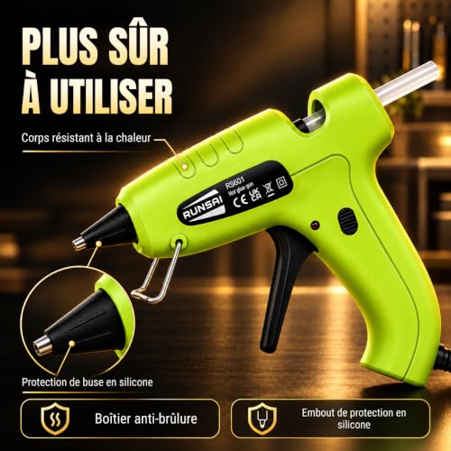 Detalle de RUNSAI Pistolet à Colle Chaude Électrique 30W avec 30 Bâtons 7mm