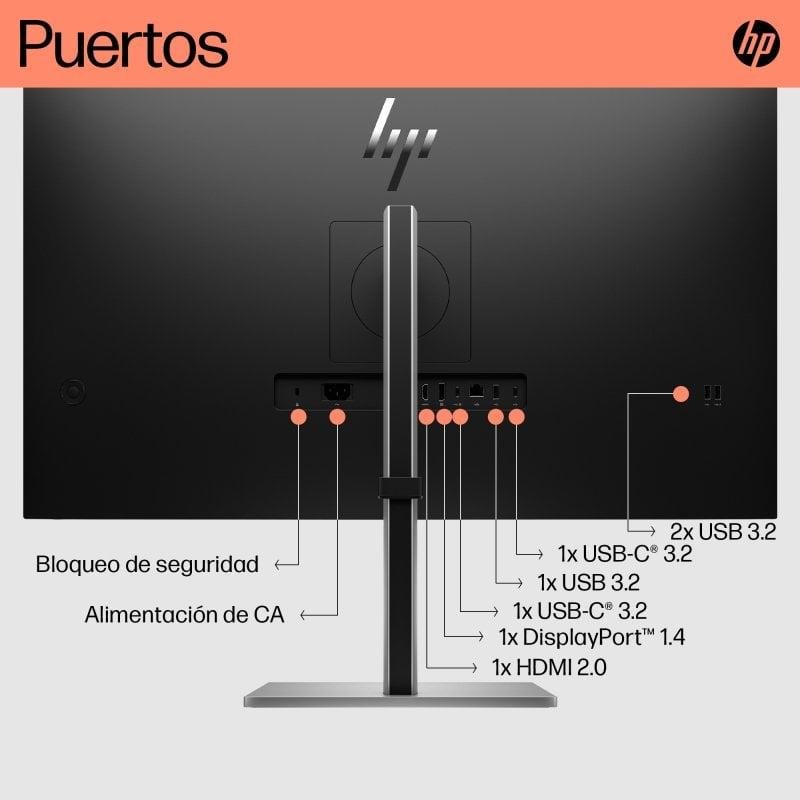 Detalle de HP E32k G5: monitor 31.5" 4K IPS con USB-C y altavoces para trabajo profesional