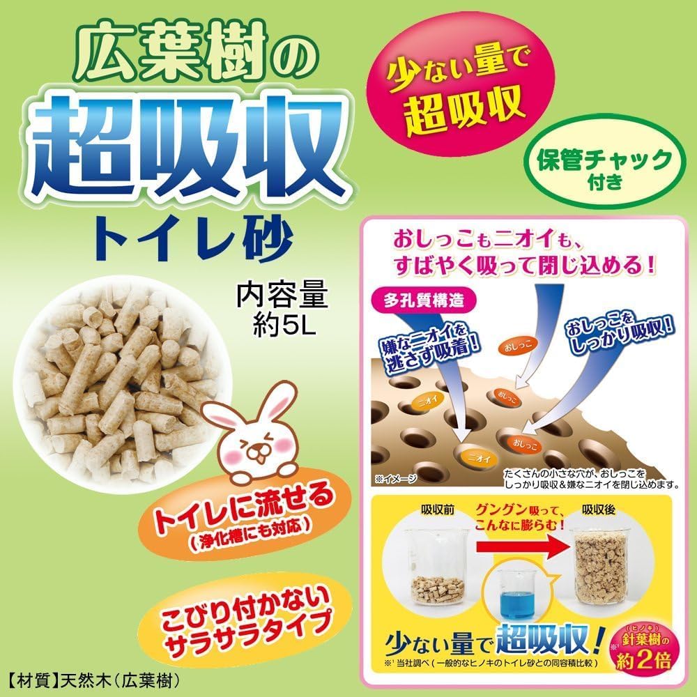 Thumbnail 6 de ミニアニマン 広葉樹の超吸収トイレ砂 ウサギ用 5L×2袋セット