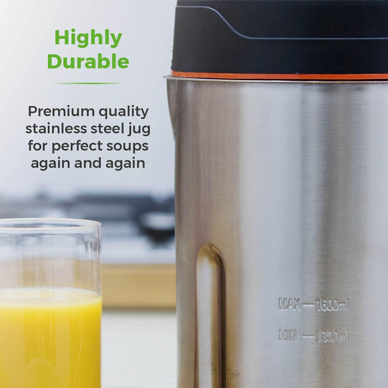 Detalle 2 de Tower Soup & Smoothie Maker with Intelligent Control System and Stainless Steel Jug (1.6 L, 1000W, T12031)