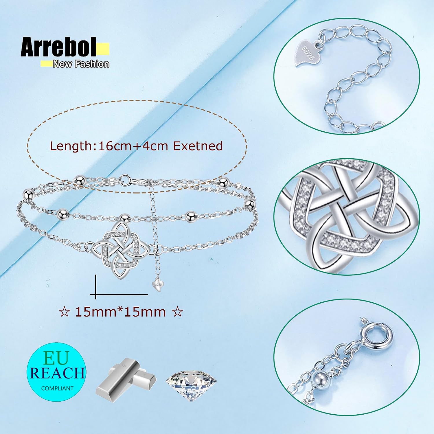 Thumbnail 5 de Arrebol Armband 925 Sterling Silber Doppelketten