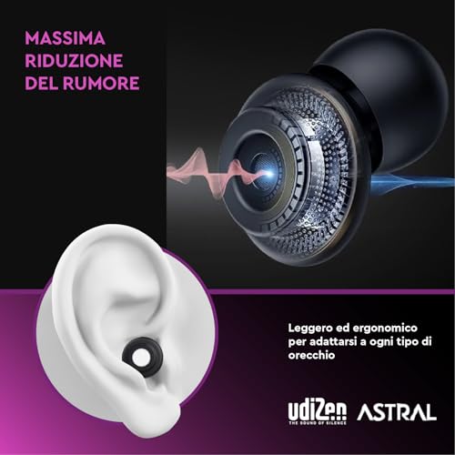 Thumbnail 4 de Tappi per Orecchie Antirumore UdiZen Astral -40dB di Udivita, inserti riutilizzabili in silicone con custodia