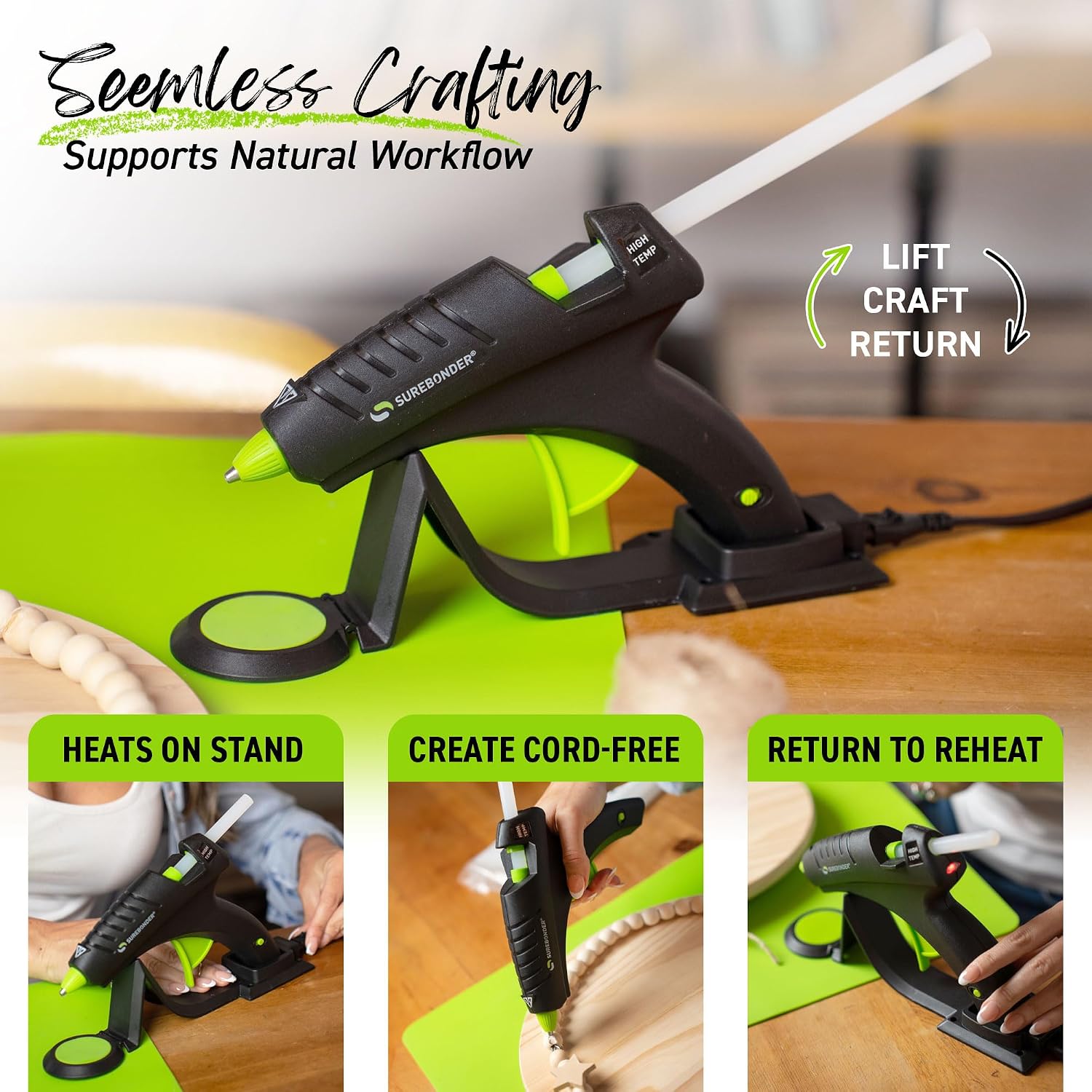 Detalle de Surebonder CL-800F Cordless High-Temp Glue Gun (60W) — Full Size, 380°F, 50% More Power