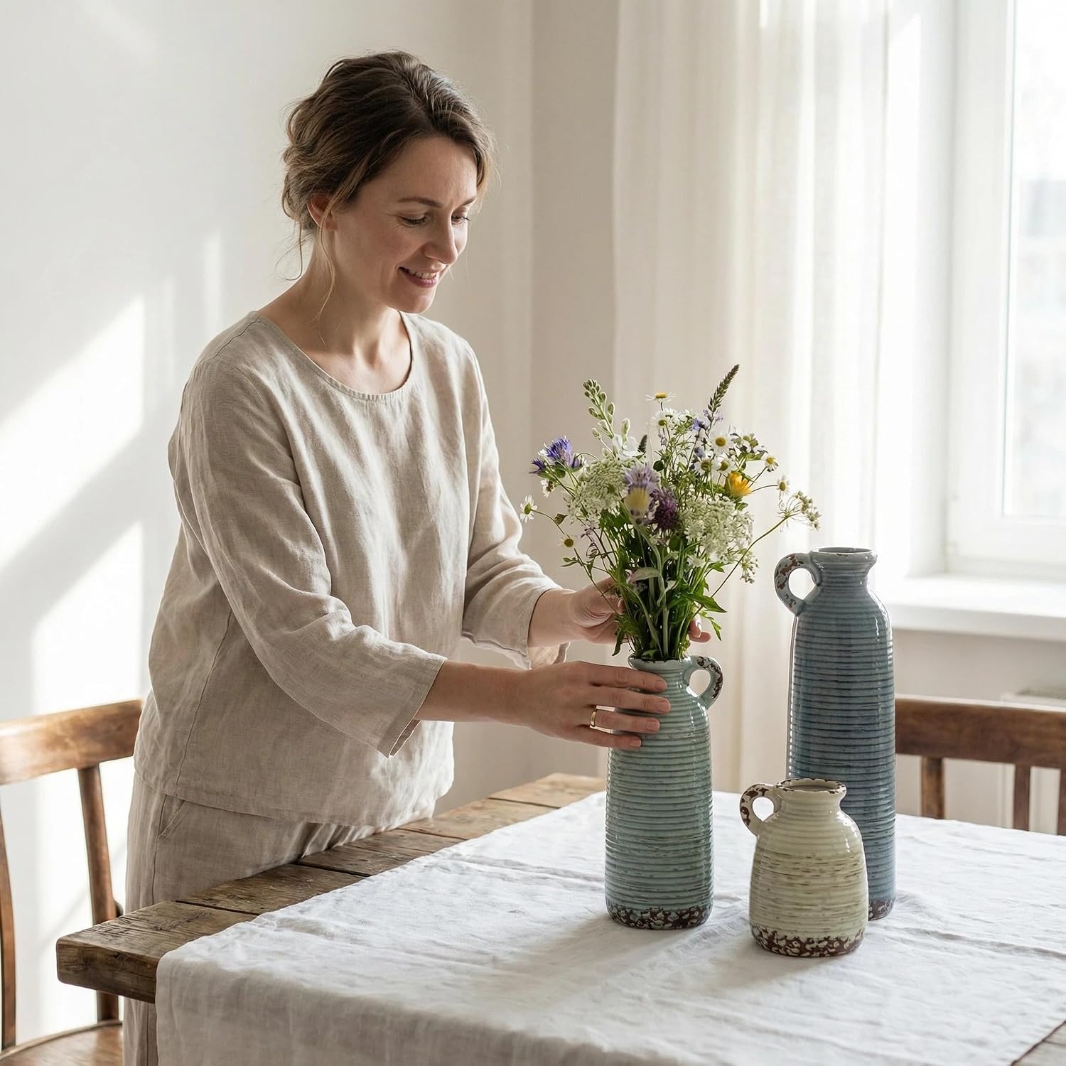 Detalle 2 de LIFESTYLO Ceramic Vase Set of 3