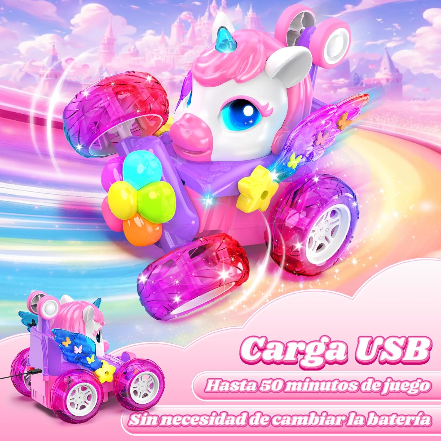 Detalle 2 de Coche teledirigido Unicornio 2,4Ghz para niños