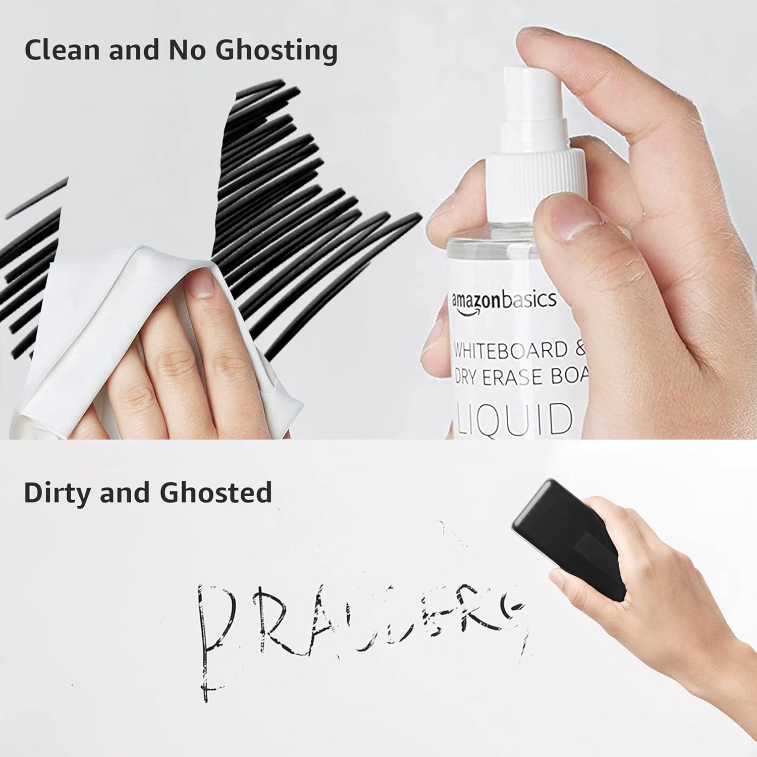 Detalle de Amazon Basics Bouteille de nettoyage liquide pour tableaux blancs – 250 ml, sans parfum