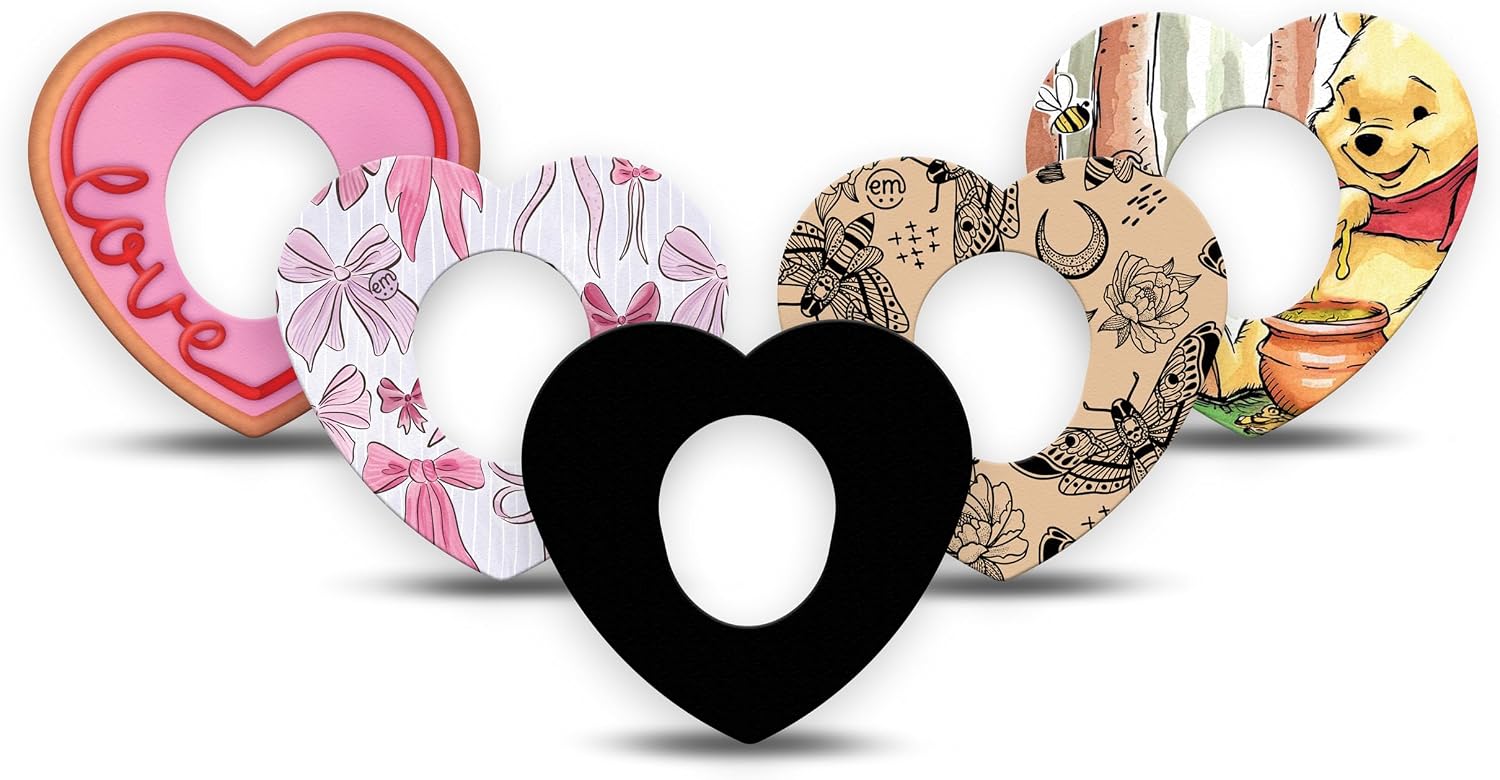 Detalle de ExpressionMed Dexcom G7 Over Patches, Heart-Shaped, 5-Pack, Waterproof & Breathable