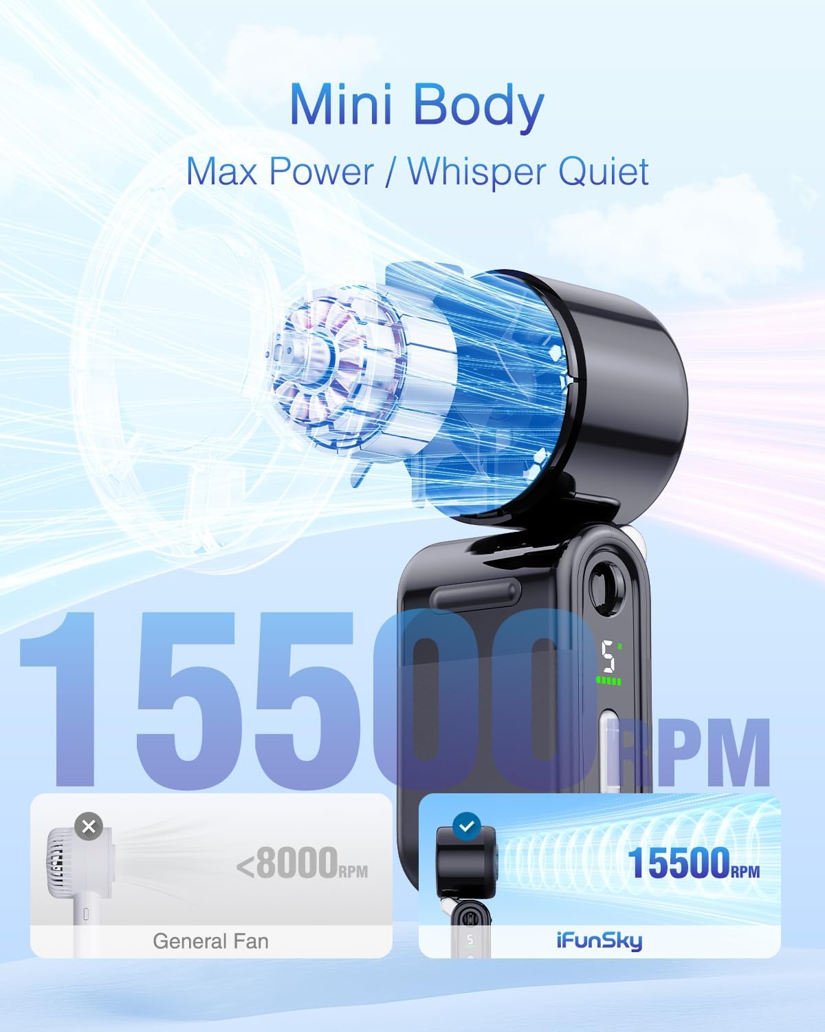 Thumbnail 1 de iFunSky Mini Portable Handheld Turbo Fan: Small, Quiet, and Mighty