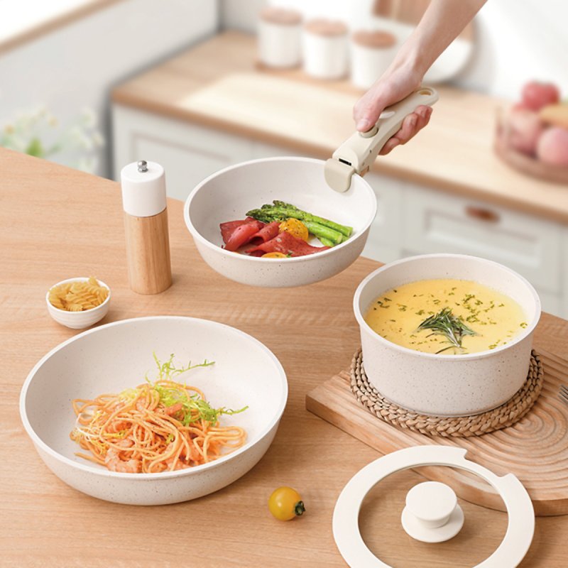 Thumbnail 1 de Juego de sartenes y ollas Klack antiadherente granito con mango desmontable y apilable