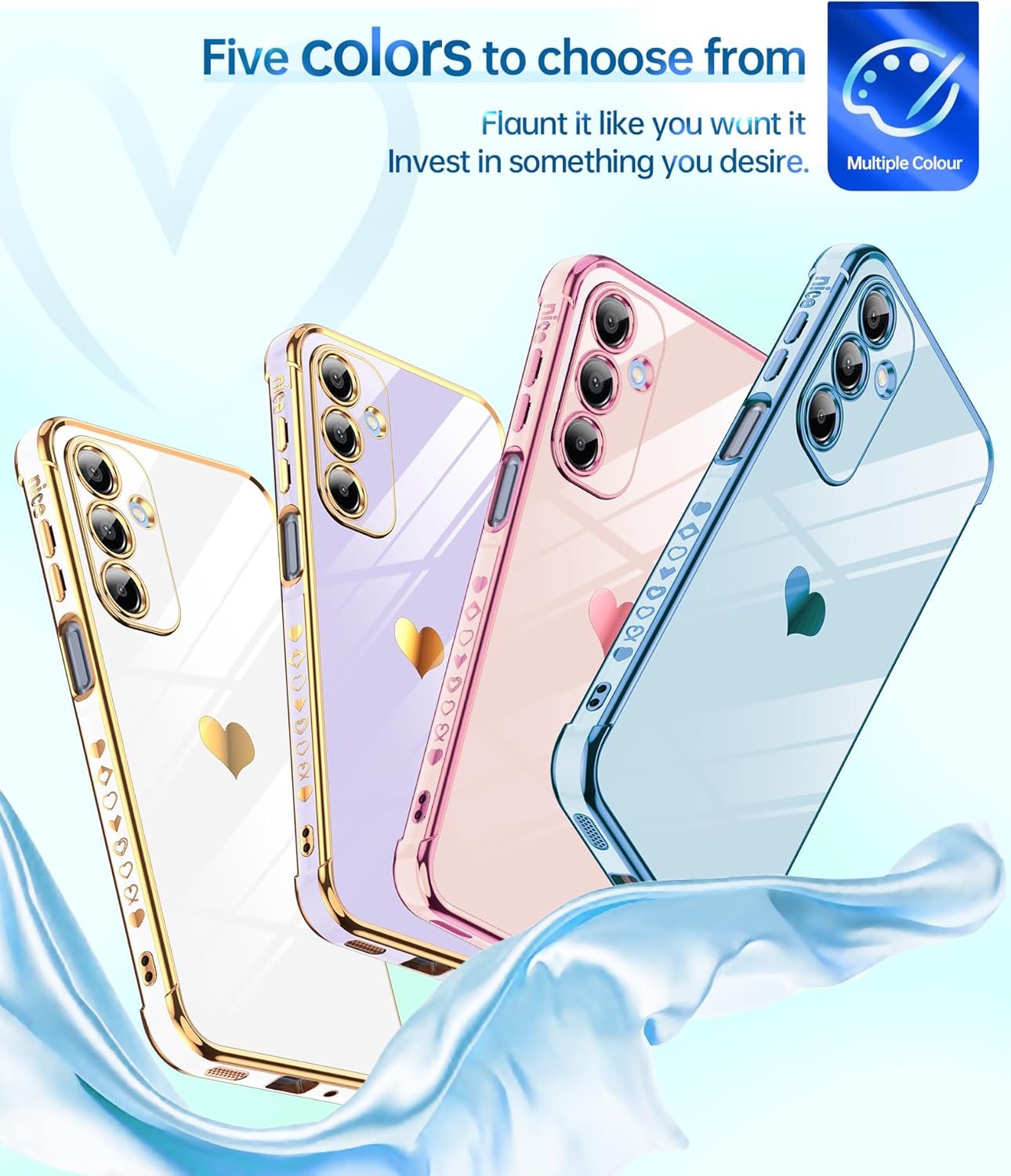 Detalle de LeYi Samsung Galaxy A17 4G/5G Phone Case with Tempered Glass Screen Protectors (Pink)