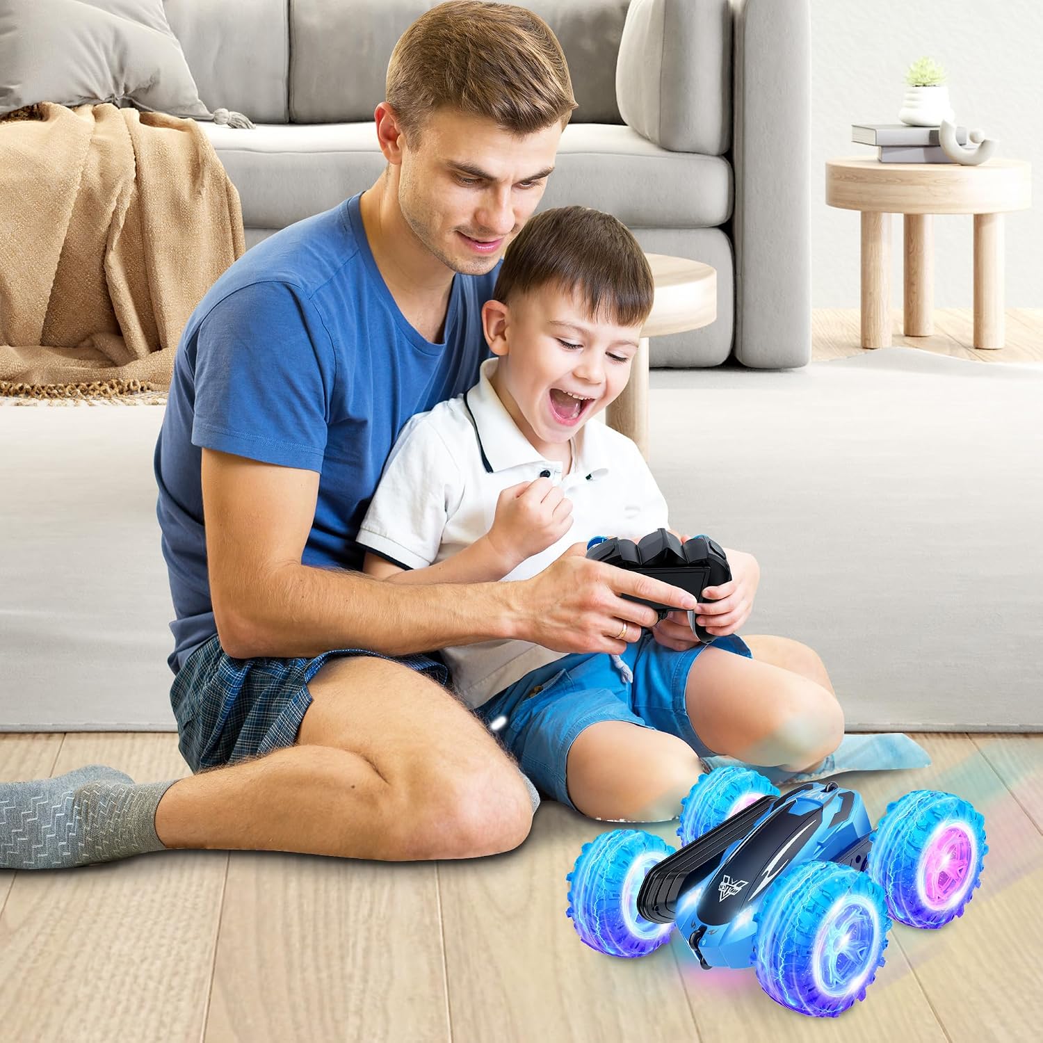 Thumbnail 6 de KKONES Remote Control Car: 2.4GHz Double-Sided 360° Flips Off-Road RC Stunt Car (Blue)